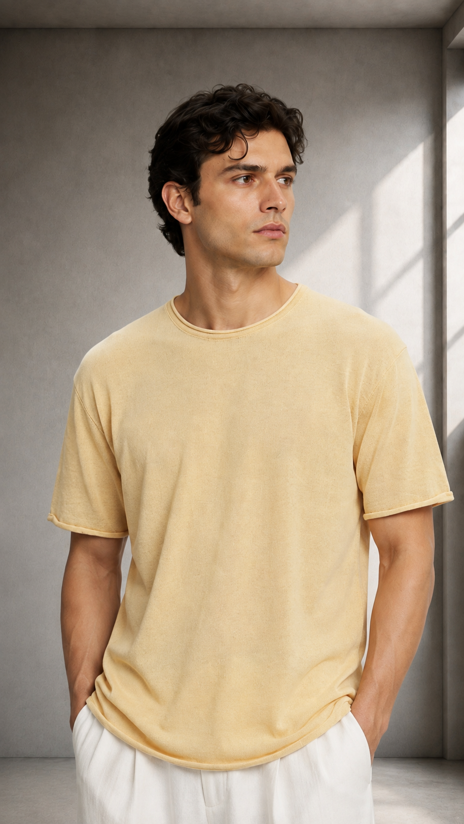 Oversize Sarı Triko Tshirt 9452