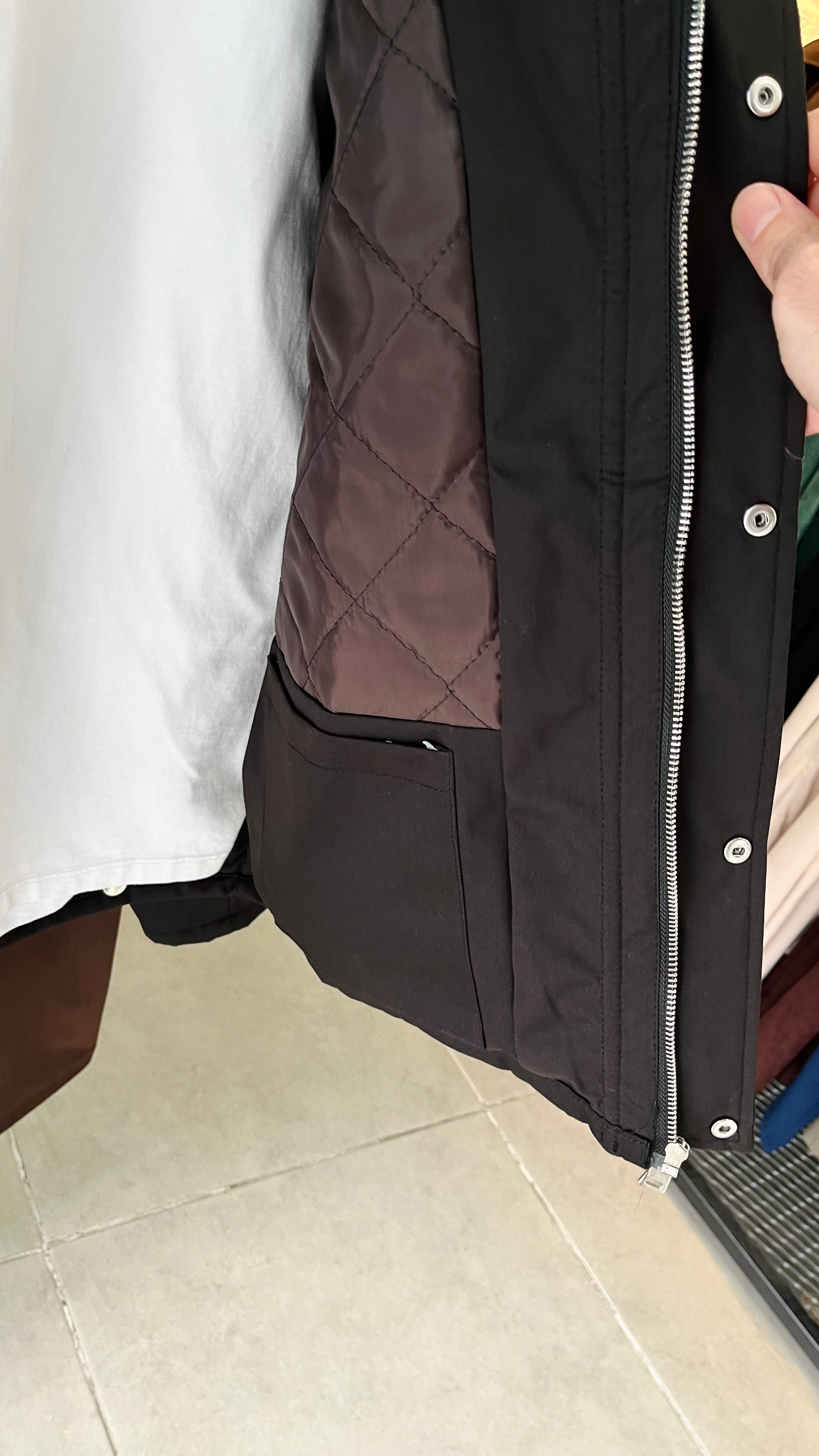 Yakası Kahverengi Kadife Premium Siyah Mont 2052