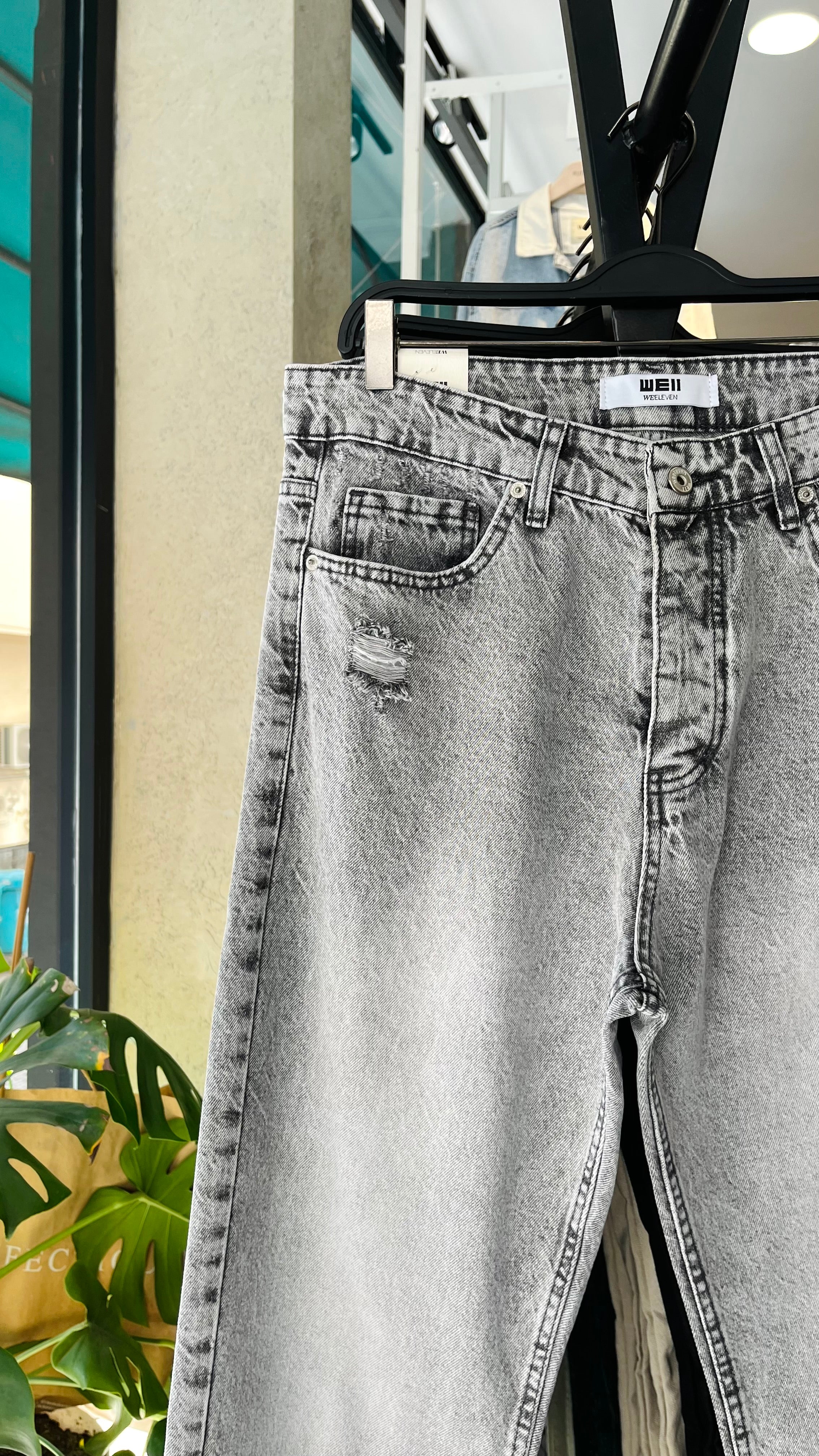Baggy Gri Yırtık Detaylı Jean 3327