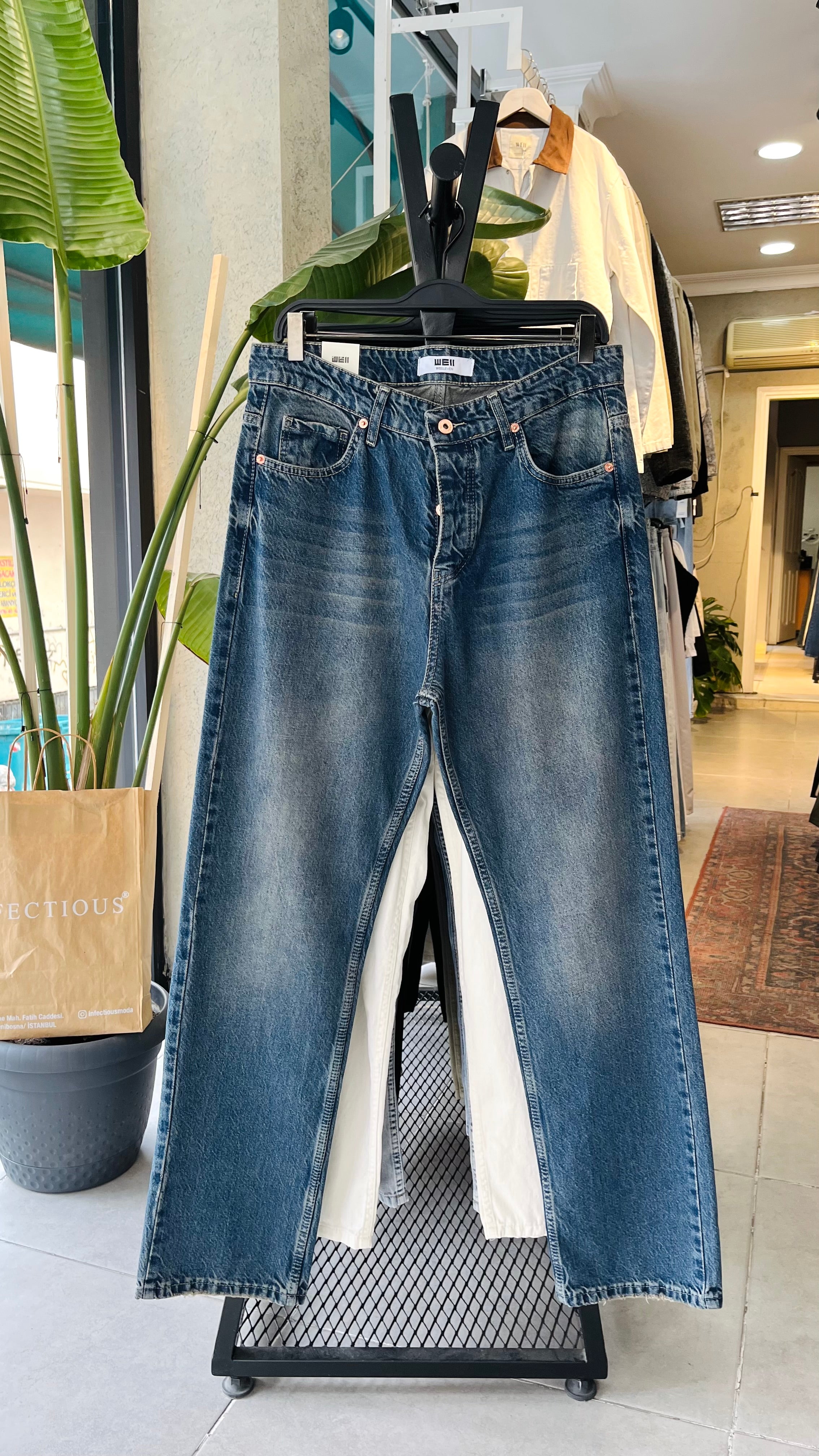 Baggy Mavi Eskitme Jean 3334