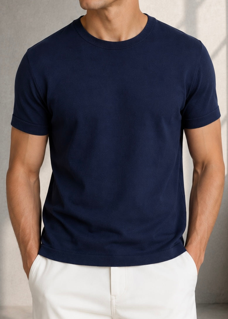 Lacivert İnce Pamuklu Triko Tshirt 9459