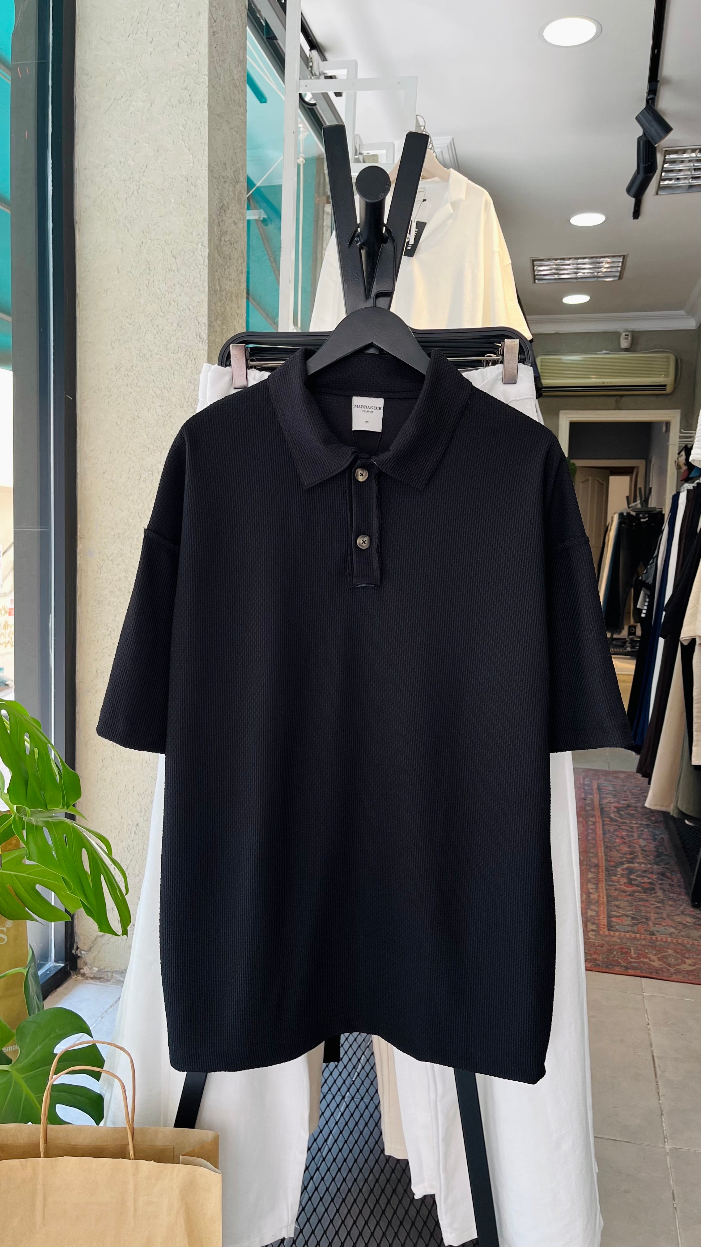 Oversize Siyah Yakalı Tshirt – Siyah 9333