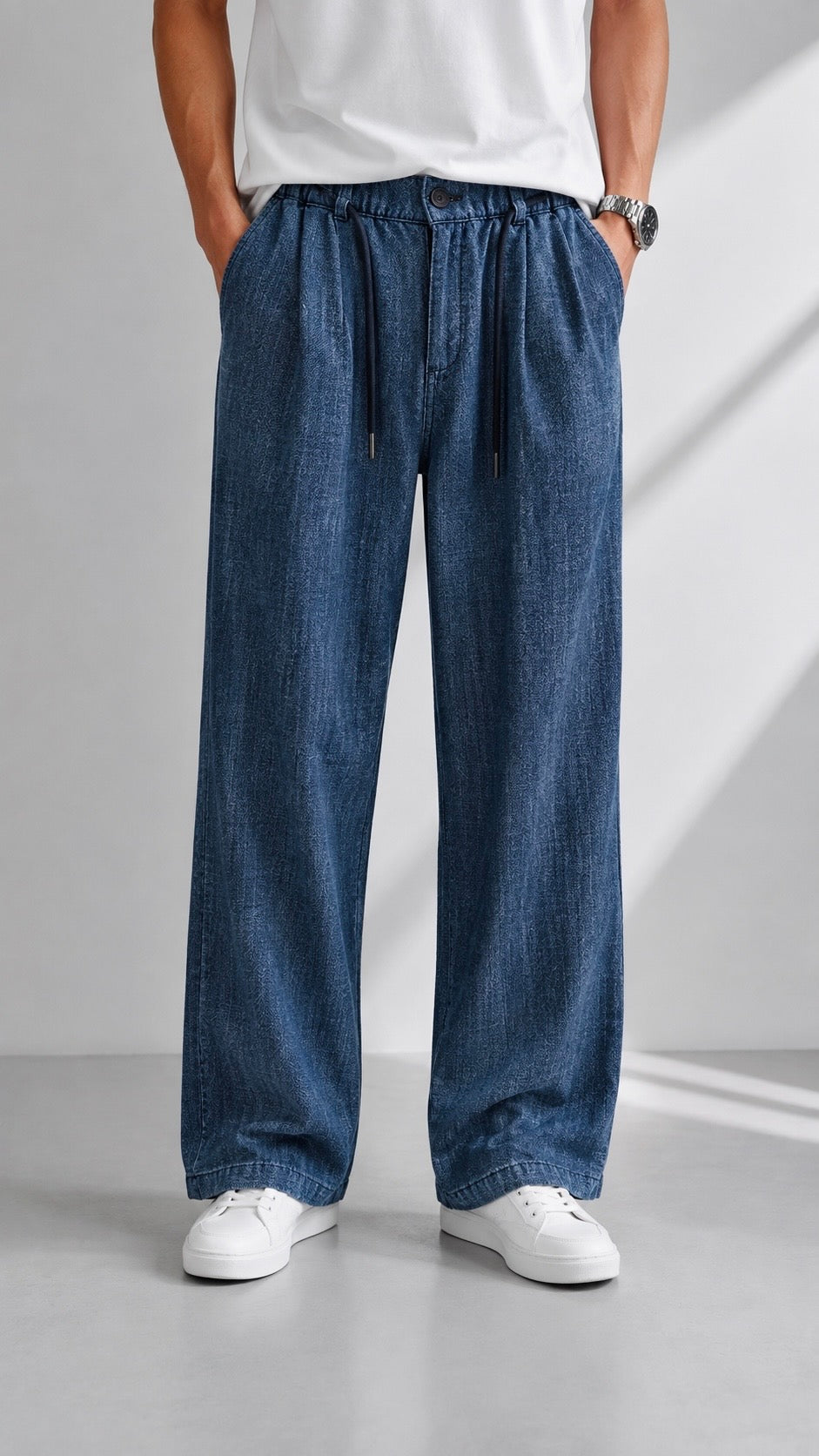 Baggy Ekstra Bol Koyu Mavi Denim Pantolon 6229