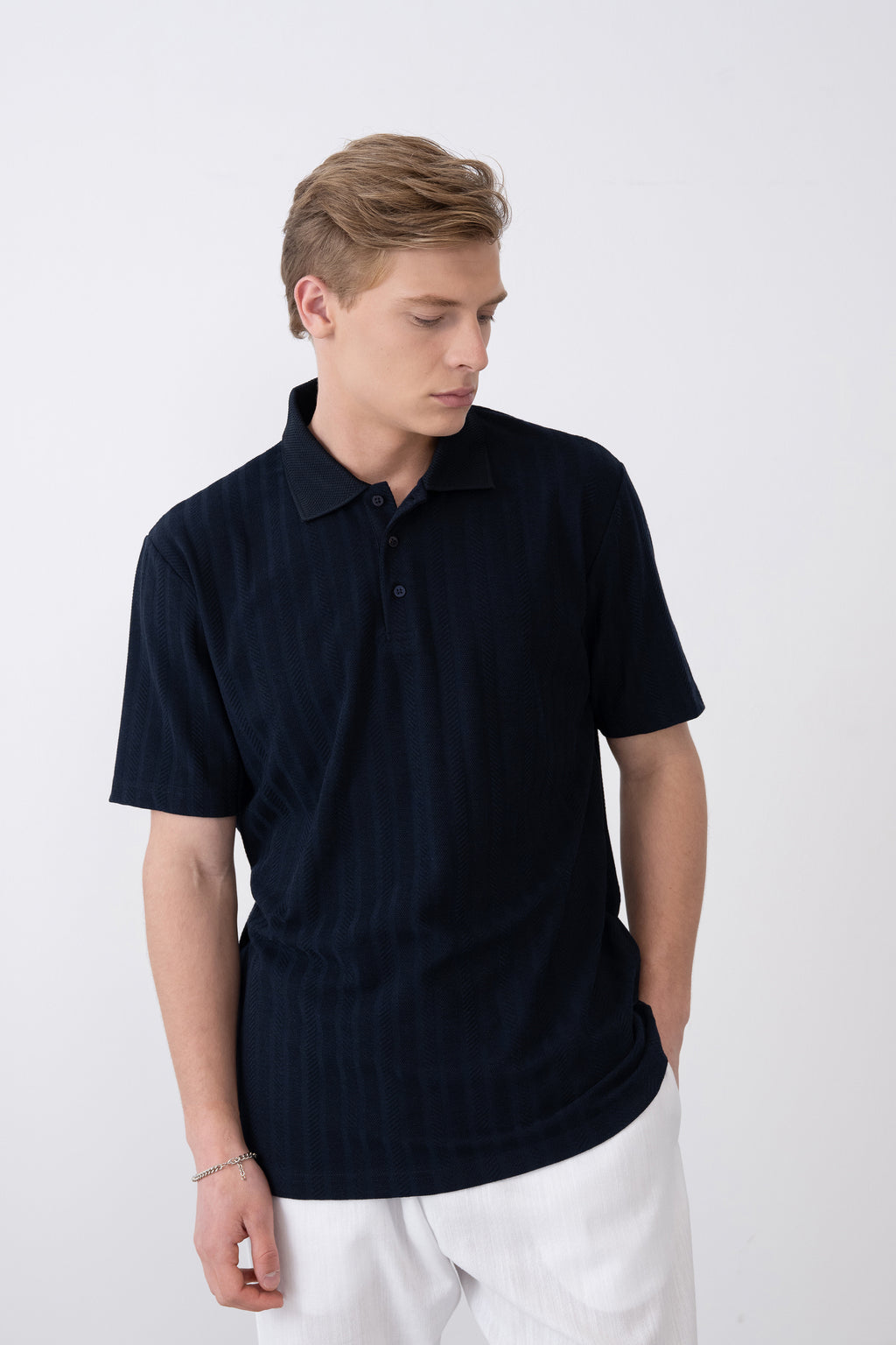 Oversize Lacivert Yakalı Tshirt – Lacivert 9322