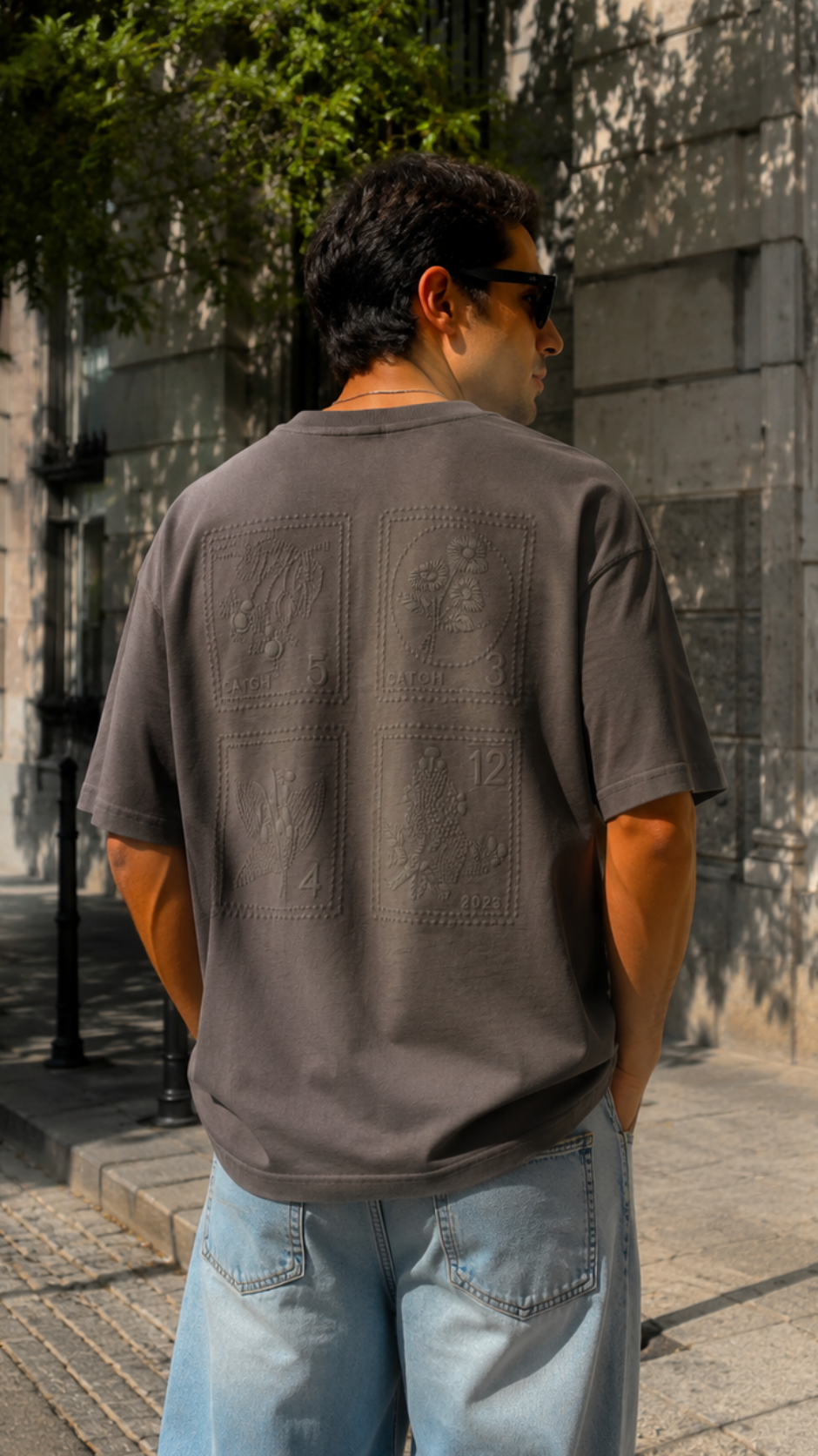Oversize Sırt Baskılı Vizon Rengi Tshirt 9412