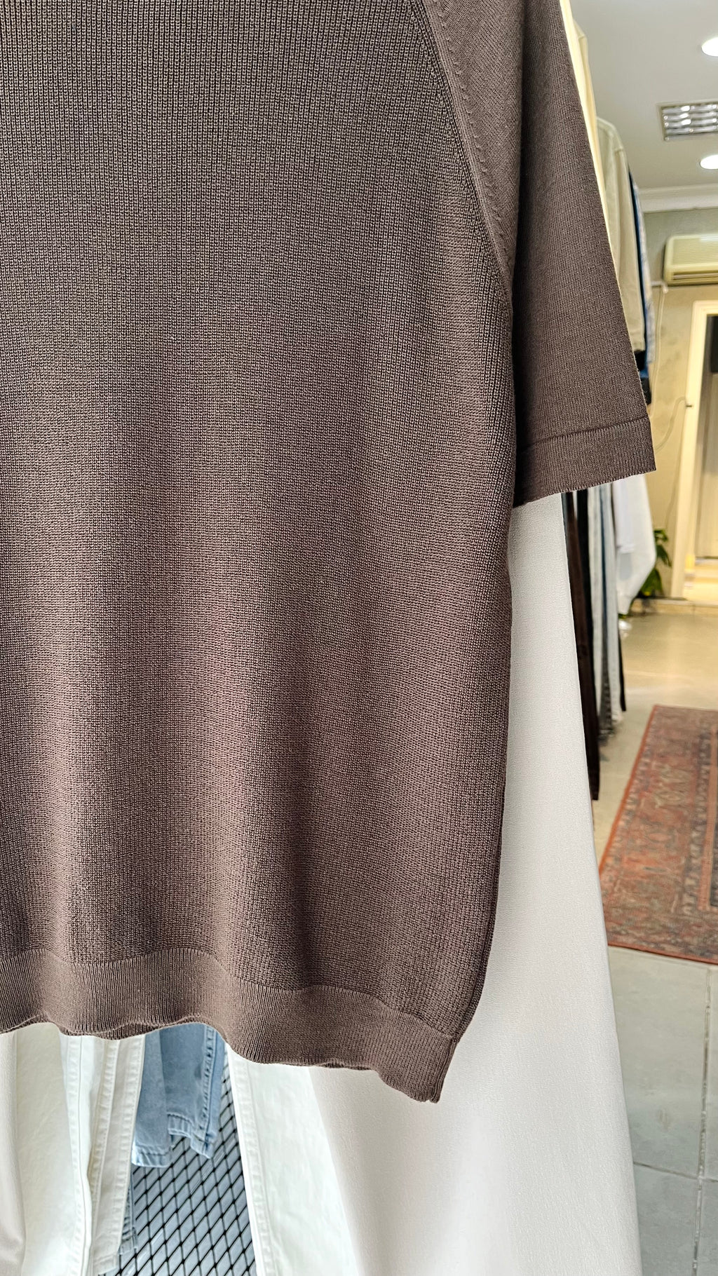 Regular Triko Reglan Kollu Kahverengi Tshirt 9351