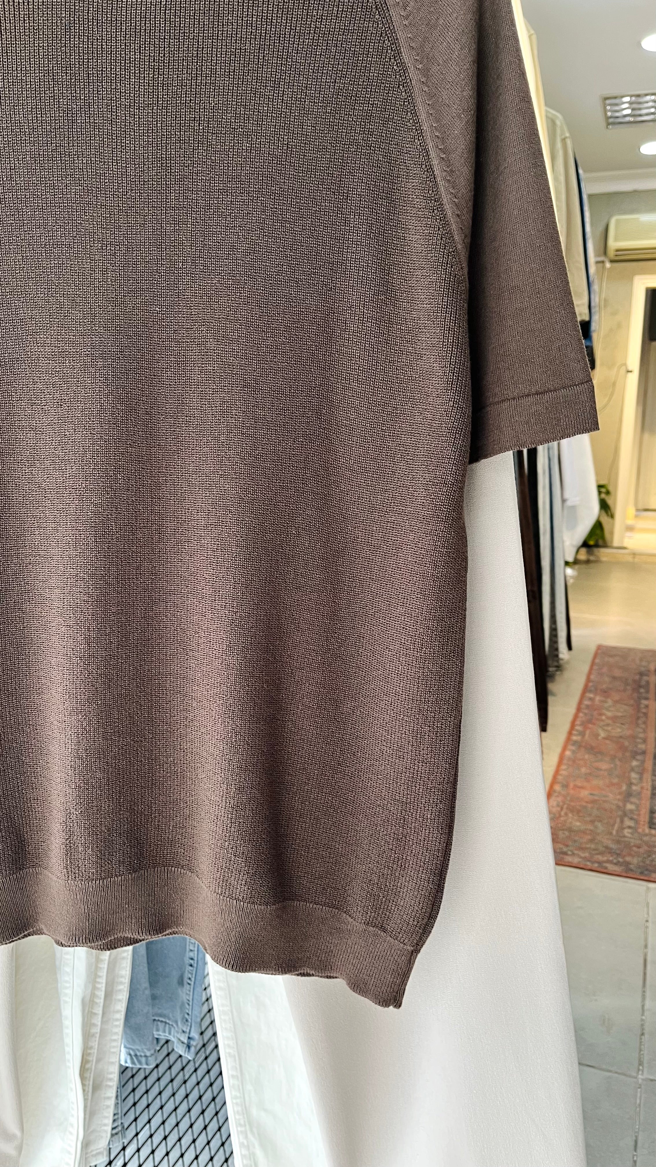Regular Triko Reglan Kollu Kahverengi Tshirt 9351