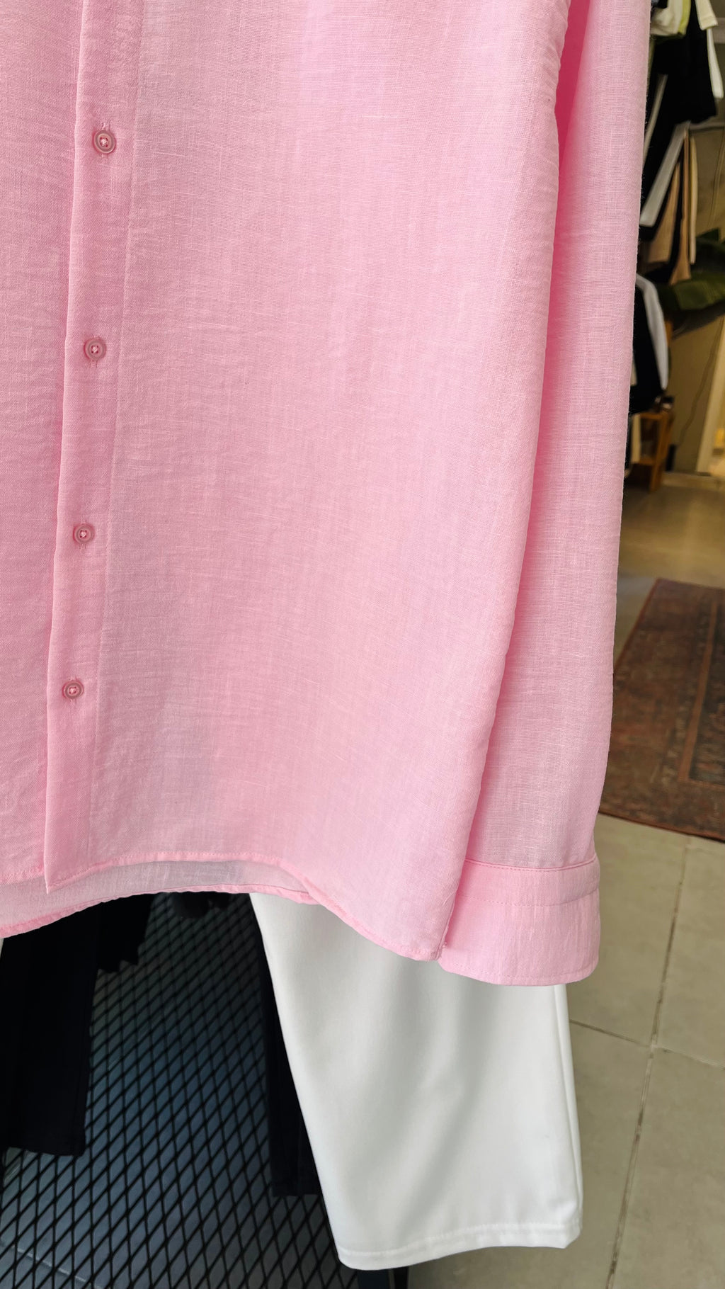 Oversize Pembe Uzun Kollu Gömlek 5477