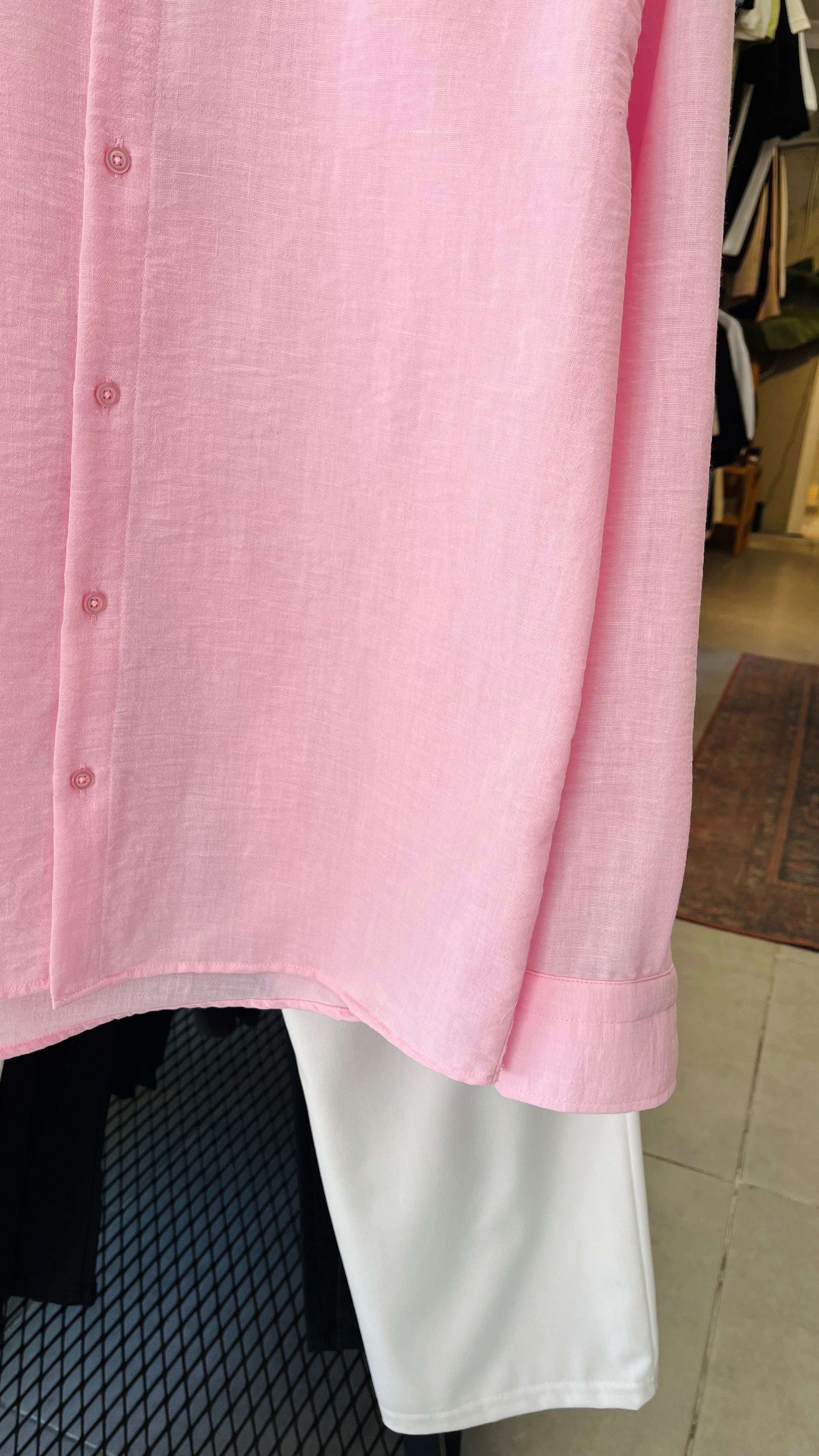 Oversize Pembe Uzun Kollu Gömlek 5477
