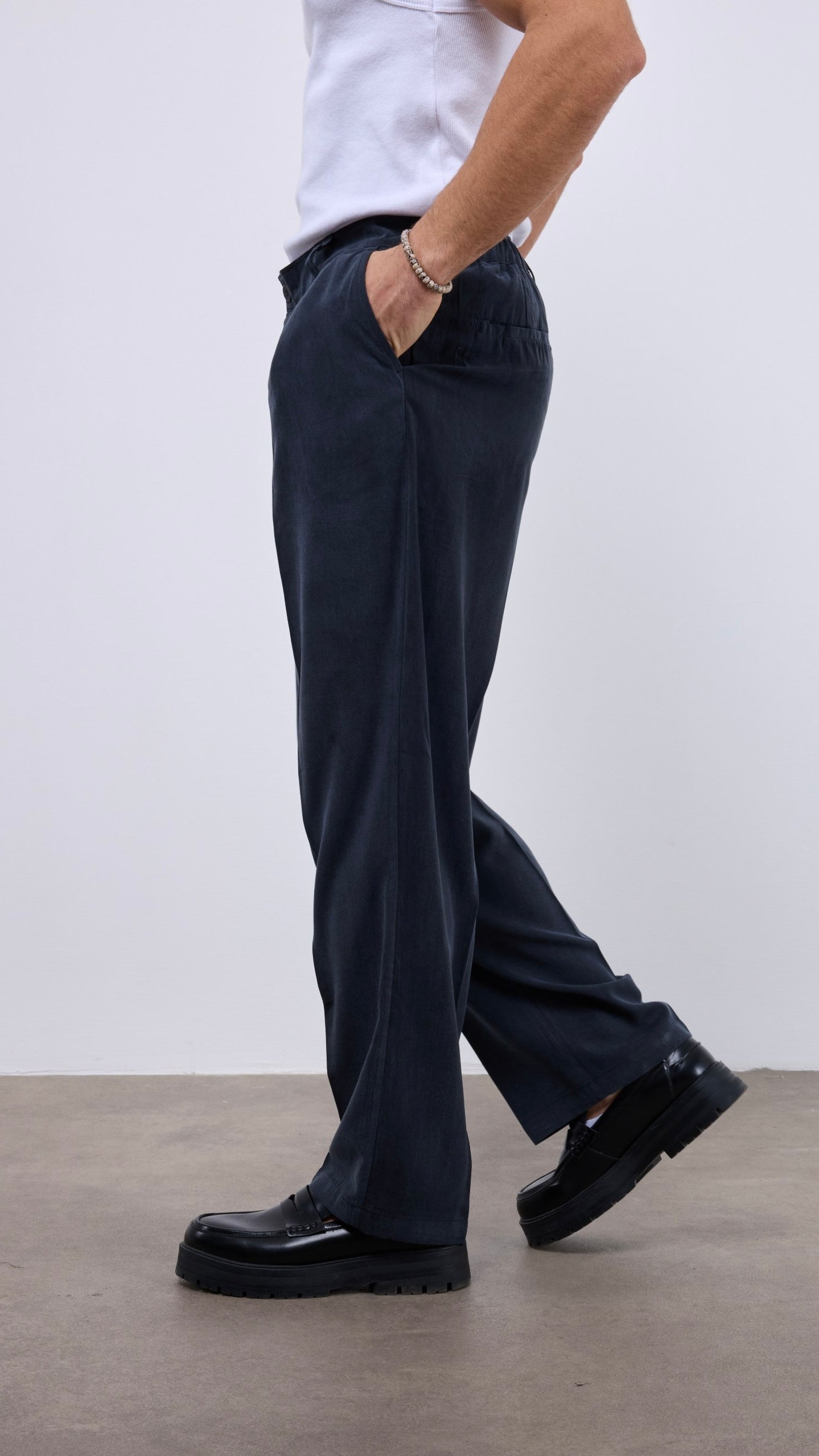 Baggy Yıkamalı Siyah Modal Kumaş Pantolon 6208