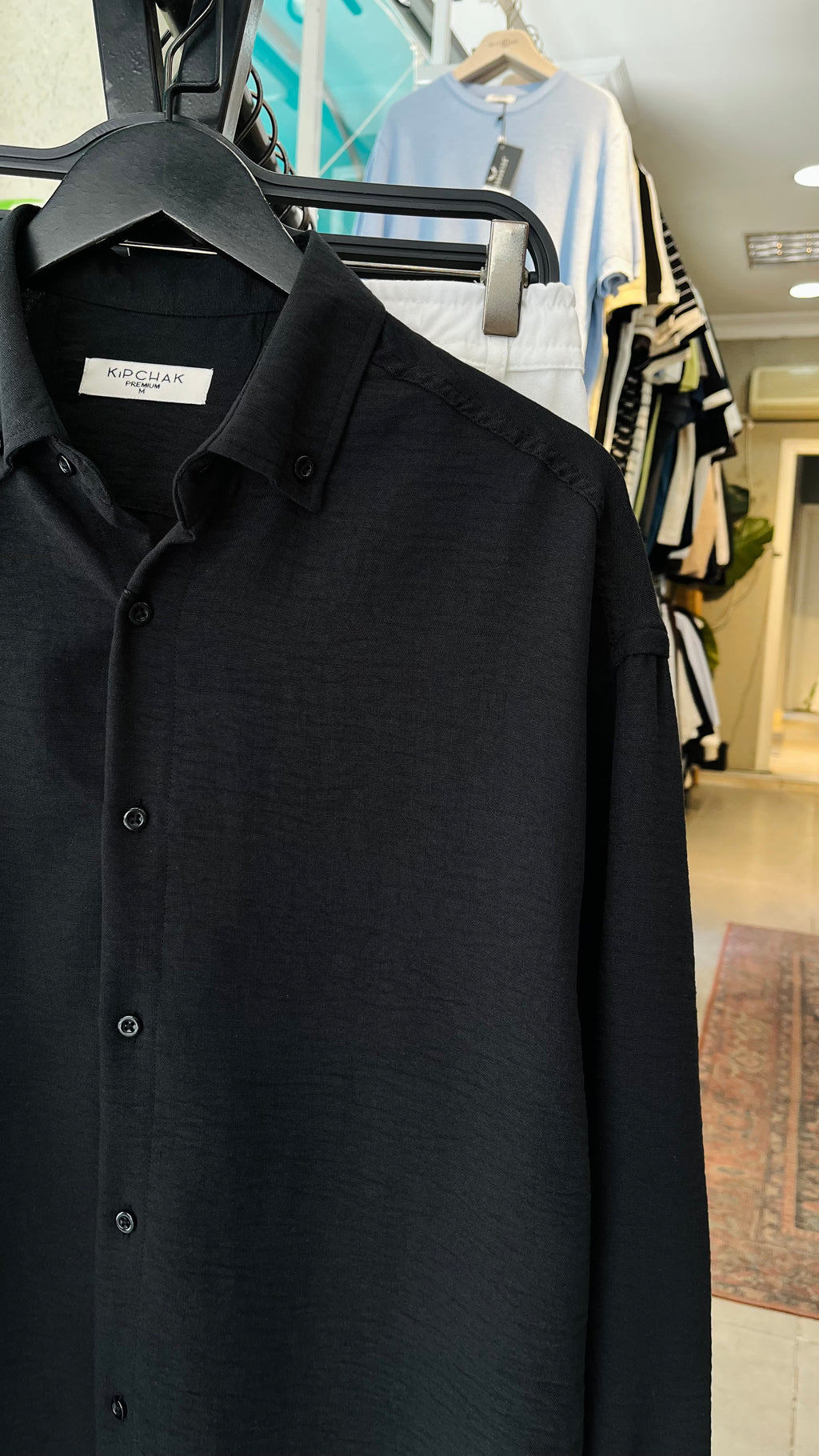 Oversize Siyah Uzun Kollu Gömlek 5476