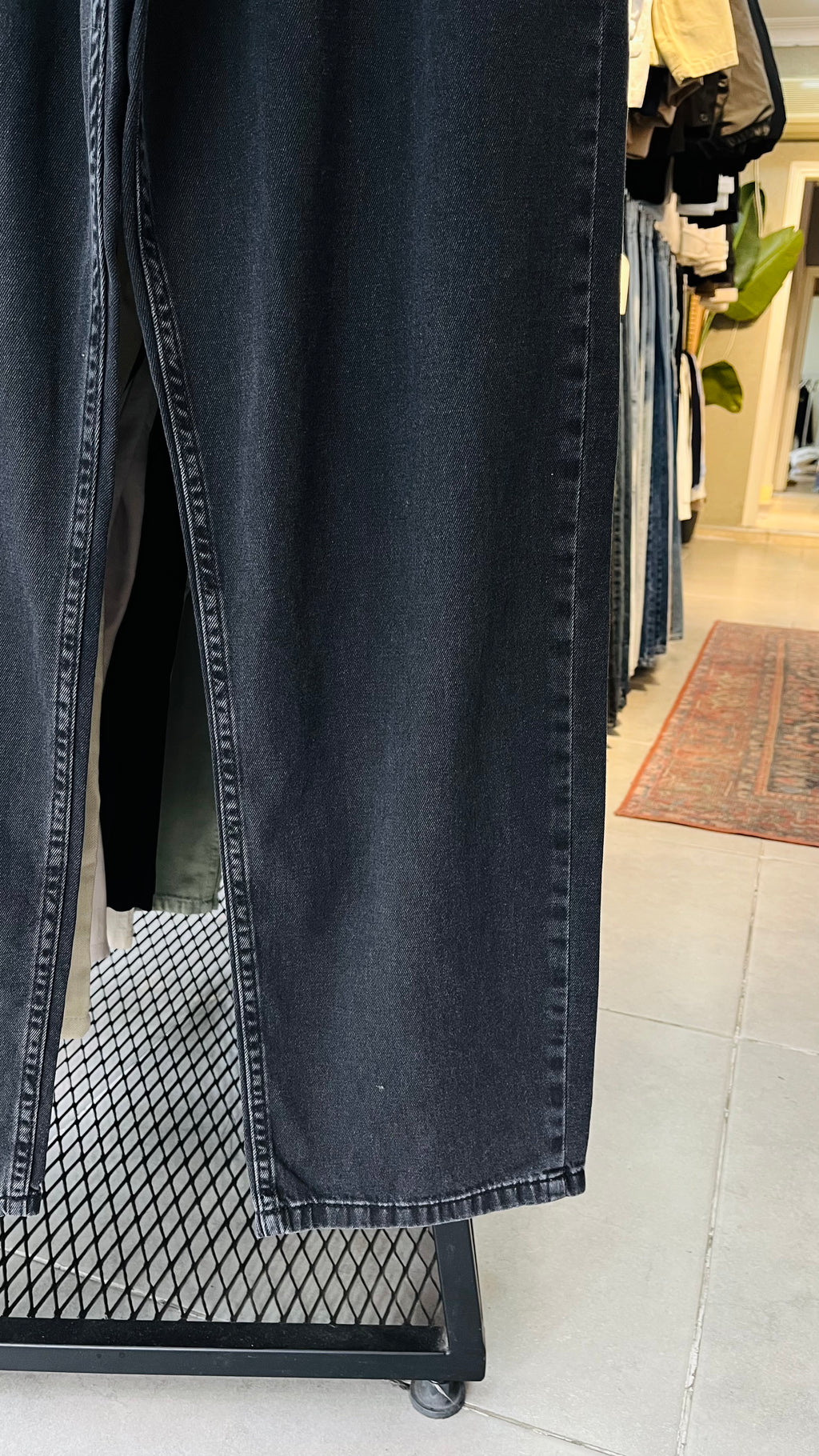 Baggy Siyah Yıkamalı Gabardin Pantolon 6164