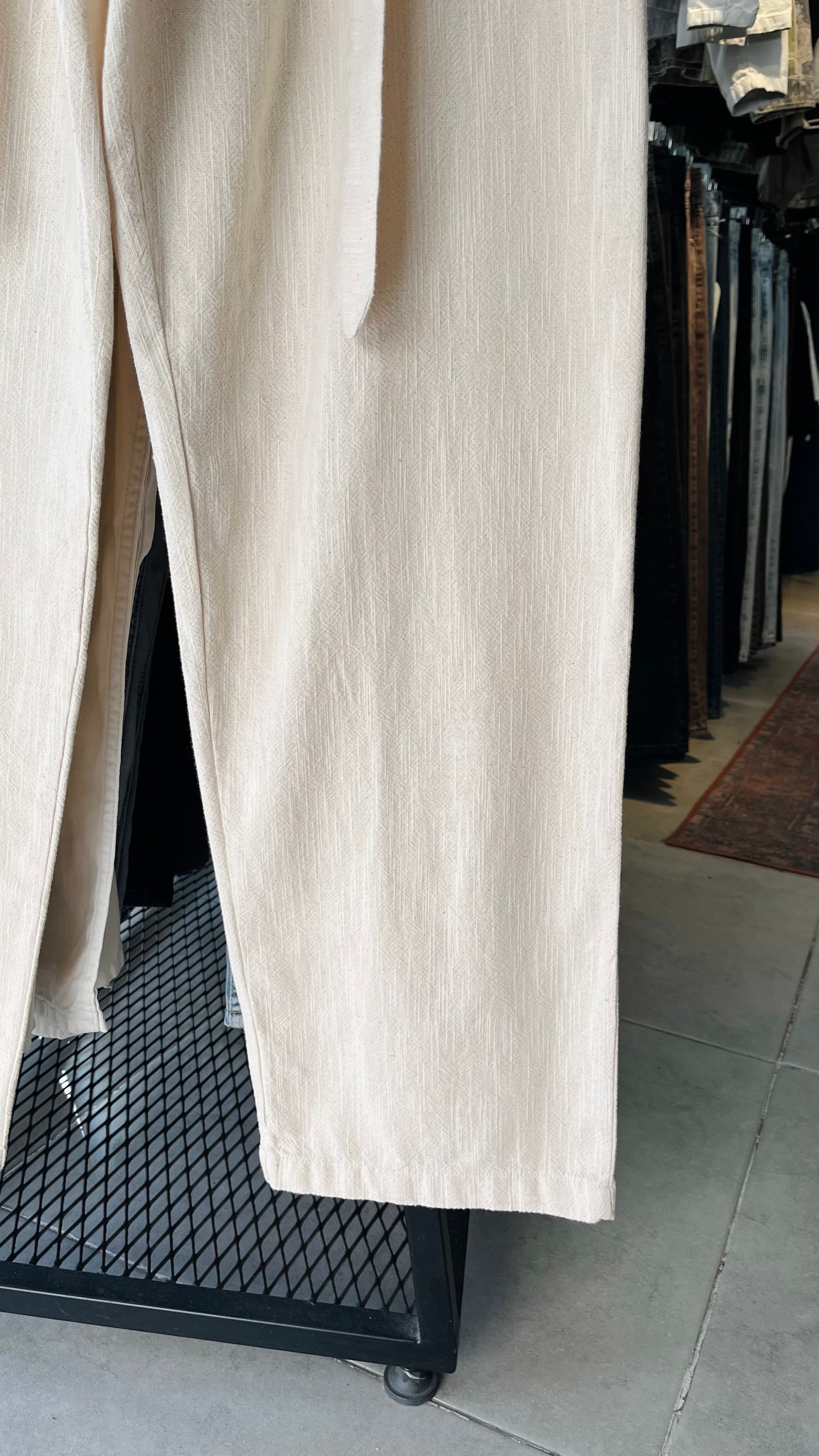 Baggy Kuşaklı Bej Pantolon 6179