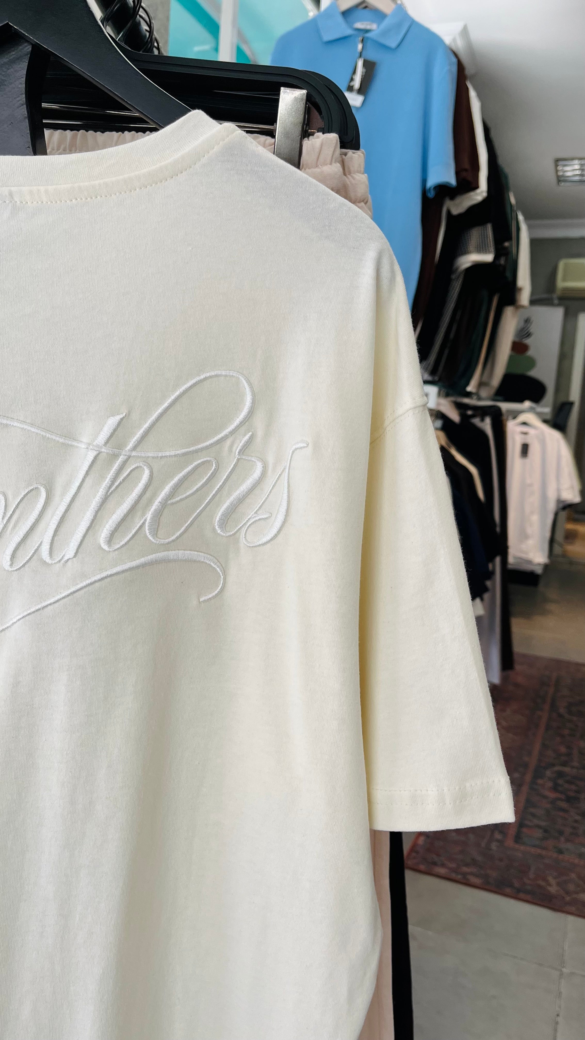 Oversize Panthers Bej Sırt Nakışlı Tshirt – Bej 9271