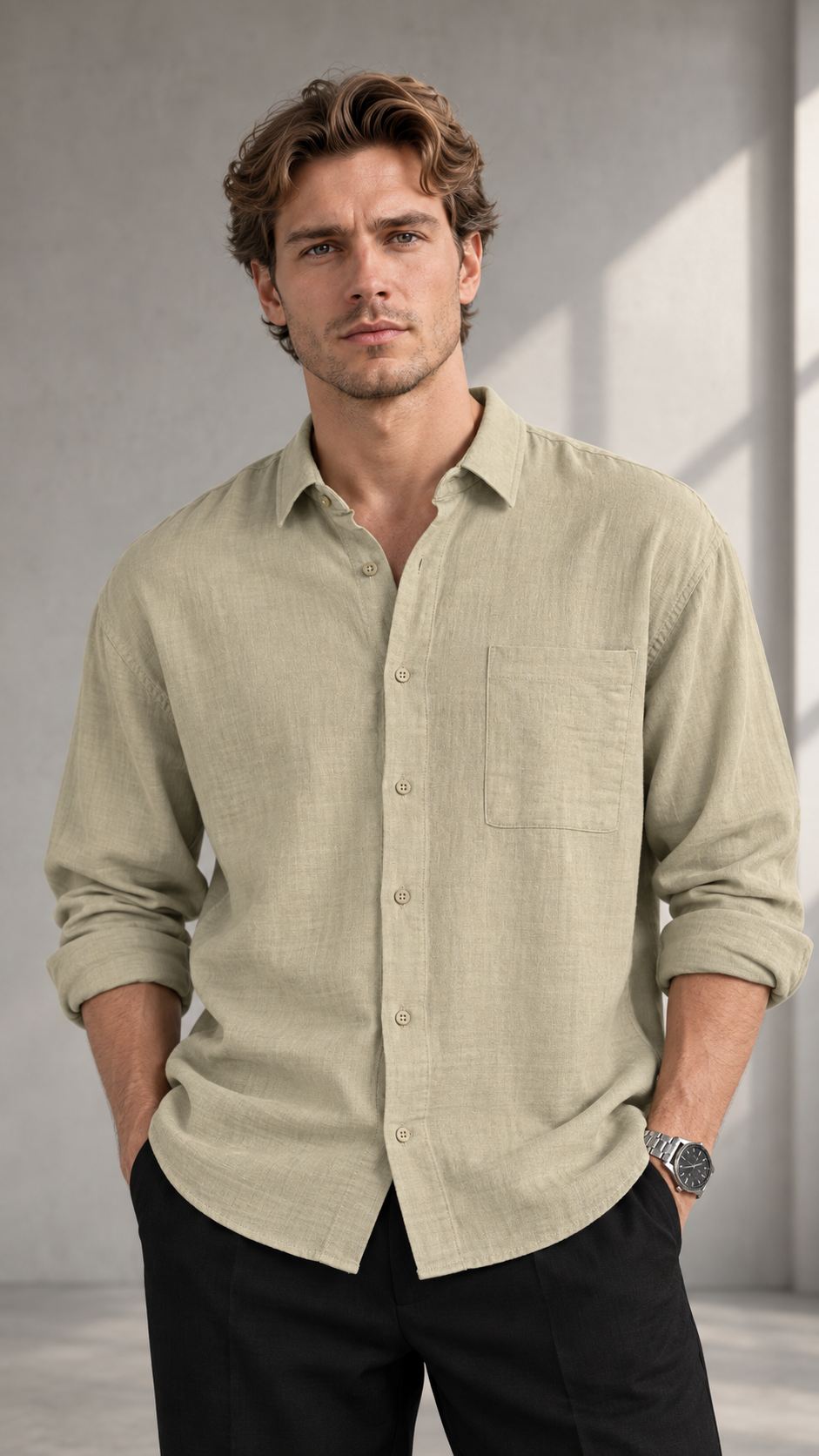 Oversize Çağla Yeşili Müslin Kumaş Gömlek 5521