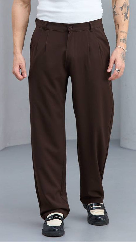 Baggy Kahverengi Kumaş Pantolon 6168