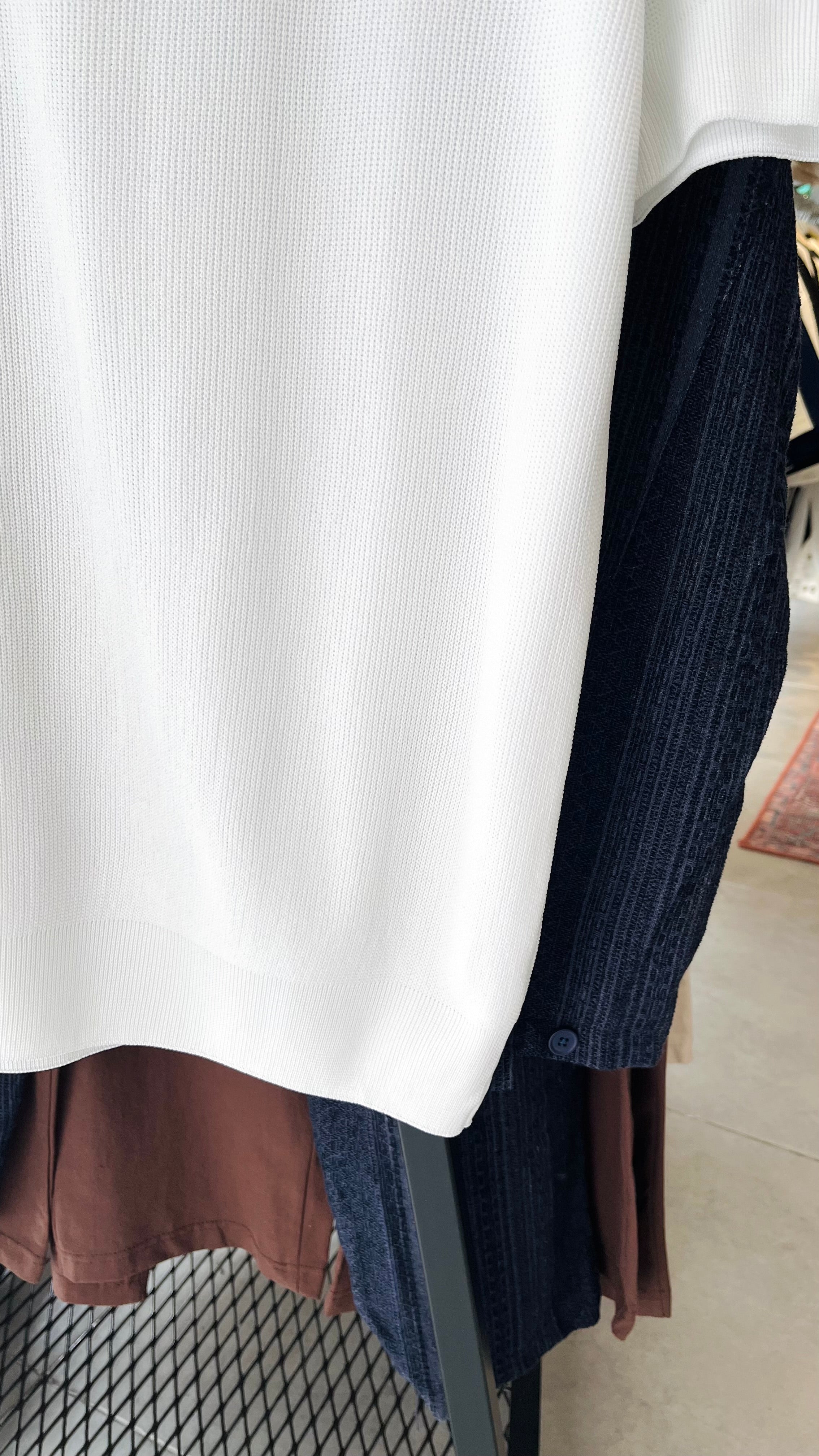 Regular Yakalı Fermuarlı Beyaz Triko Tshirt – Beyaz 9234