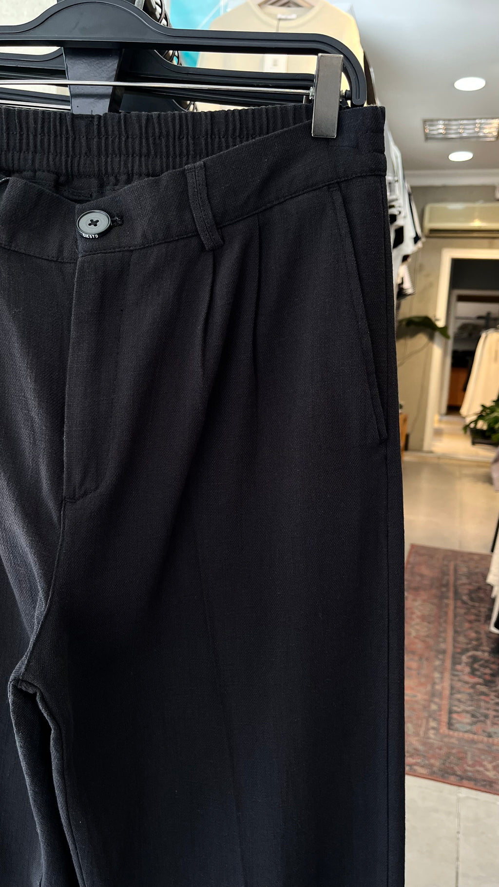 Baggy Premium Keten Siyah Pantolon 6227