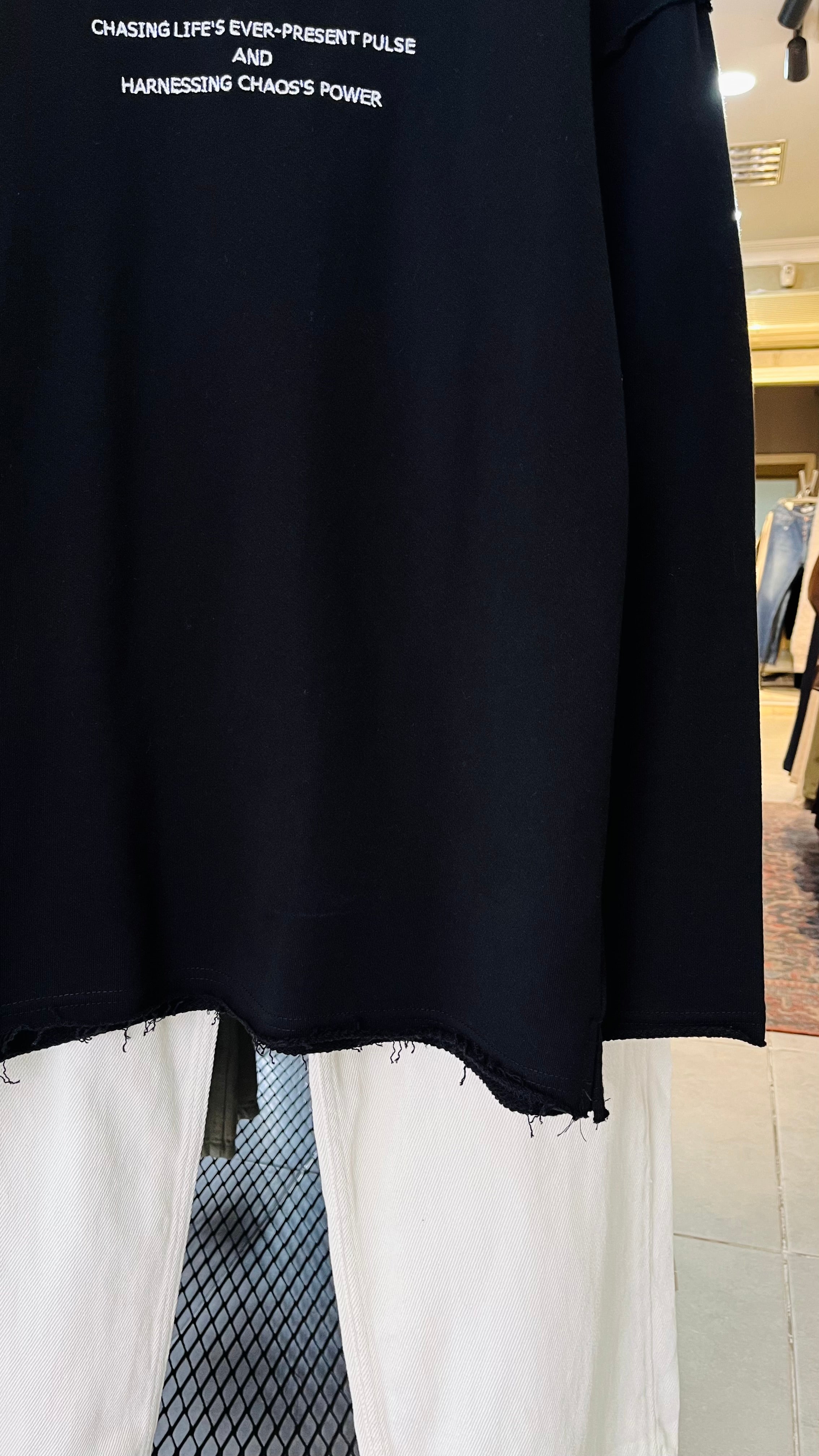 Oversize Siyah Açık Yaka Sweatshirt 5004