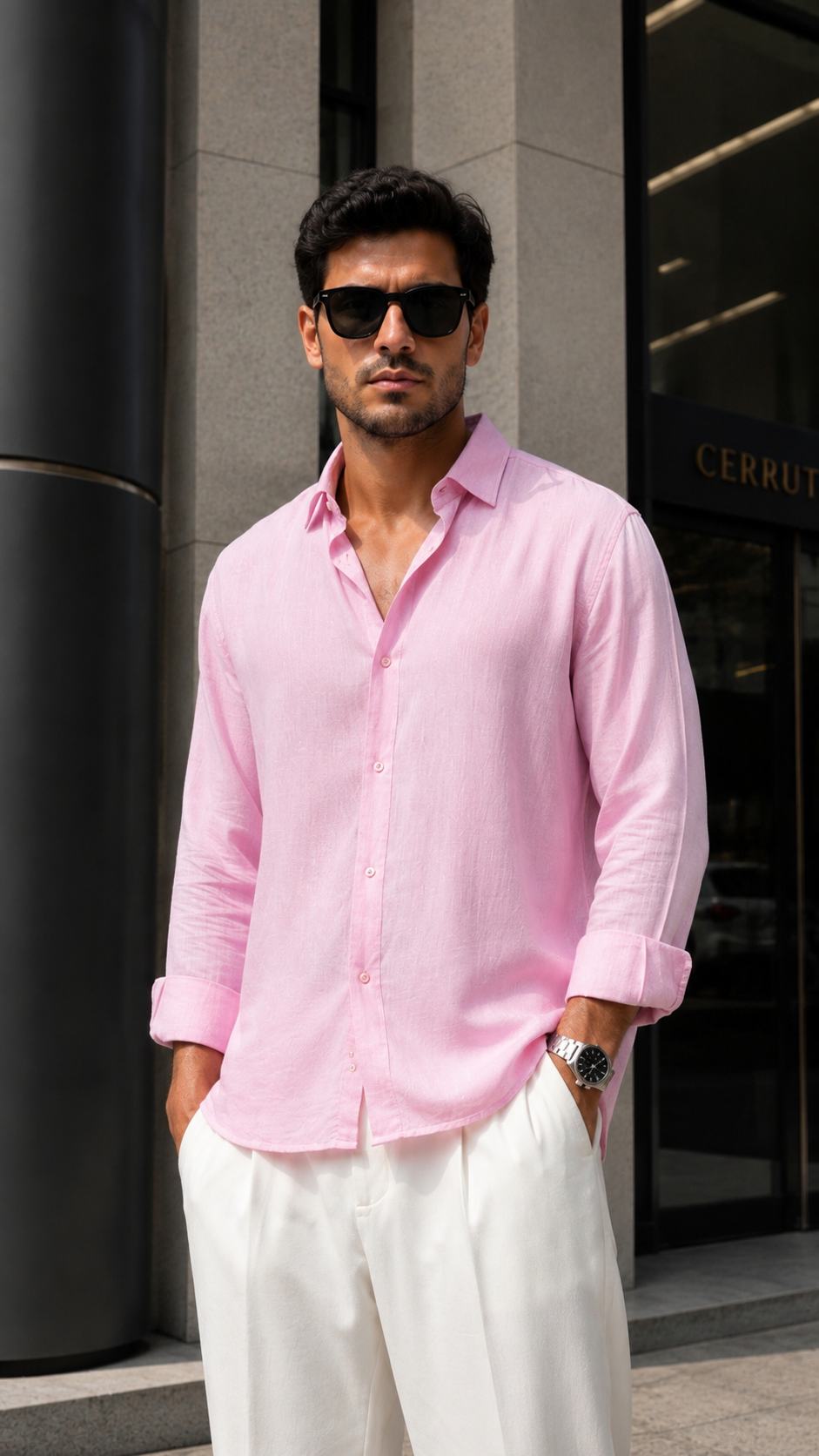 Oversize Pembe Uzun Kollu Gömlek 5477