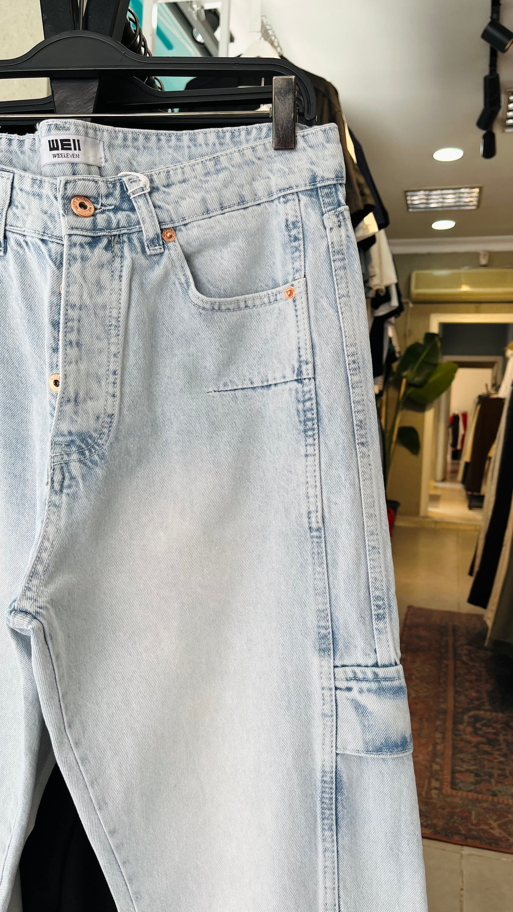 Baggy Açık Mavi Kargo Cepli Jean 3317