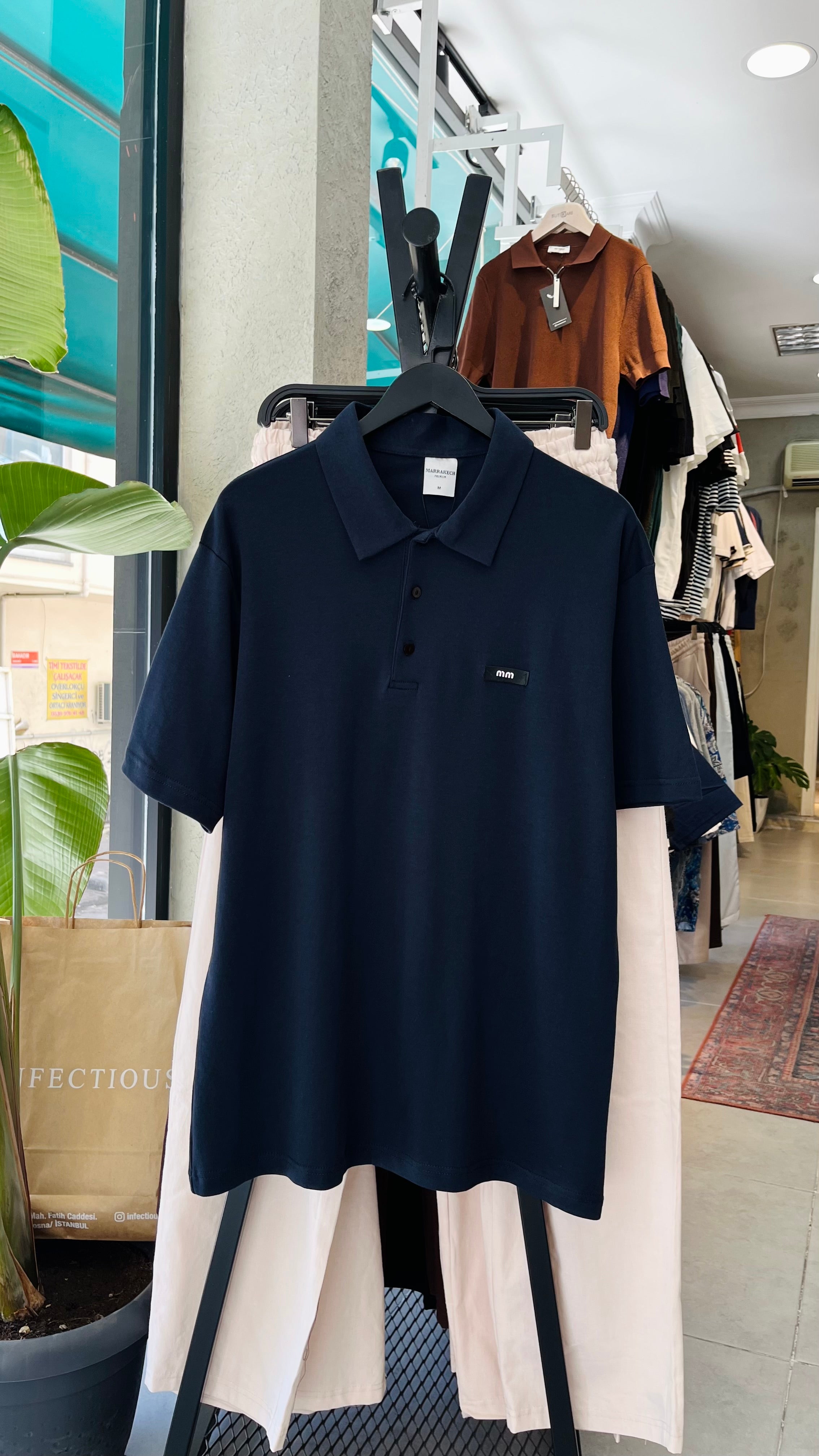 Oversize Lacivert mm Yakalı Tshirt – Lacivert 9303