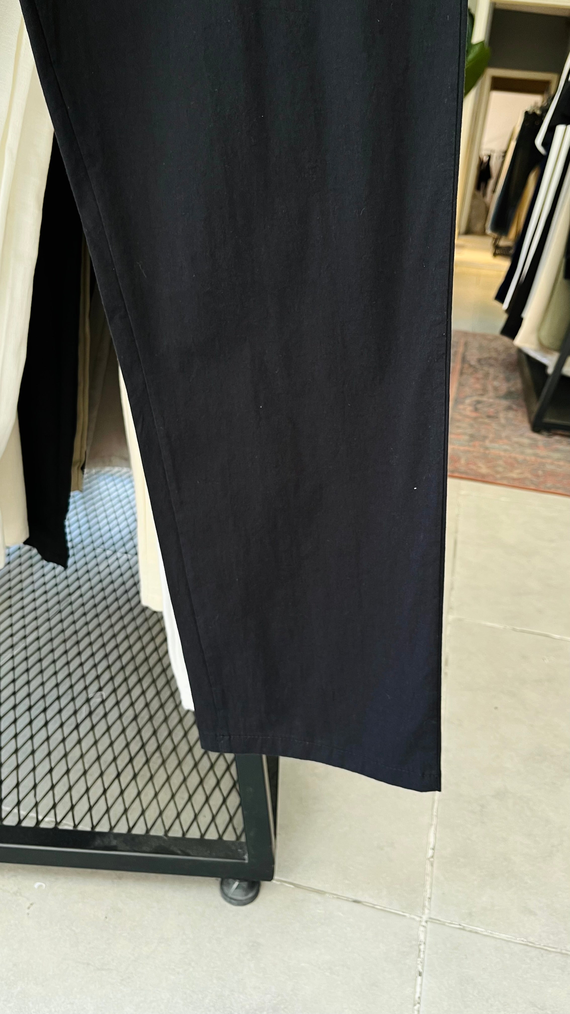 Baggy Siyah Düğmeli ve İpli Likralı Pantolon - Siyah 6140