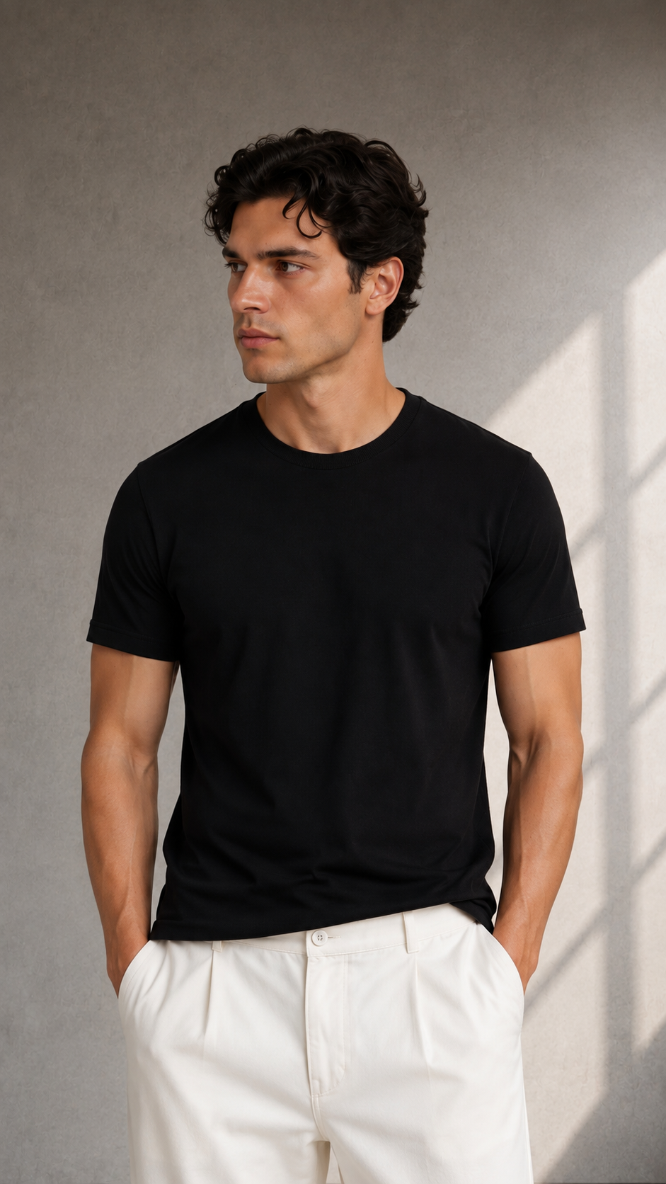 Siyah İnce Pamuklu Triko Tshirt 9458
