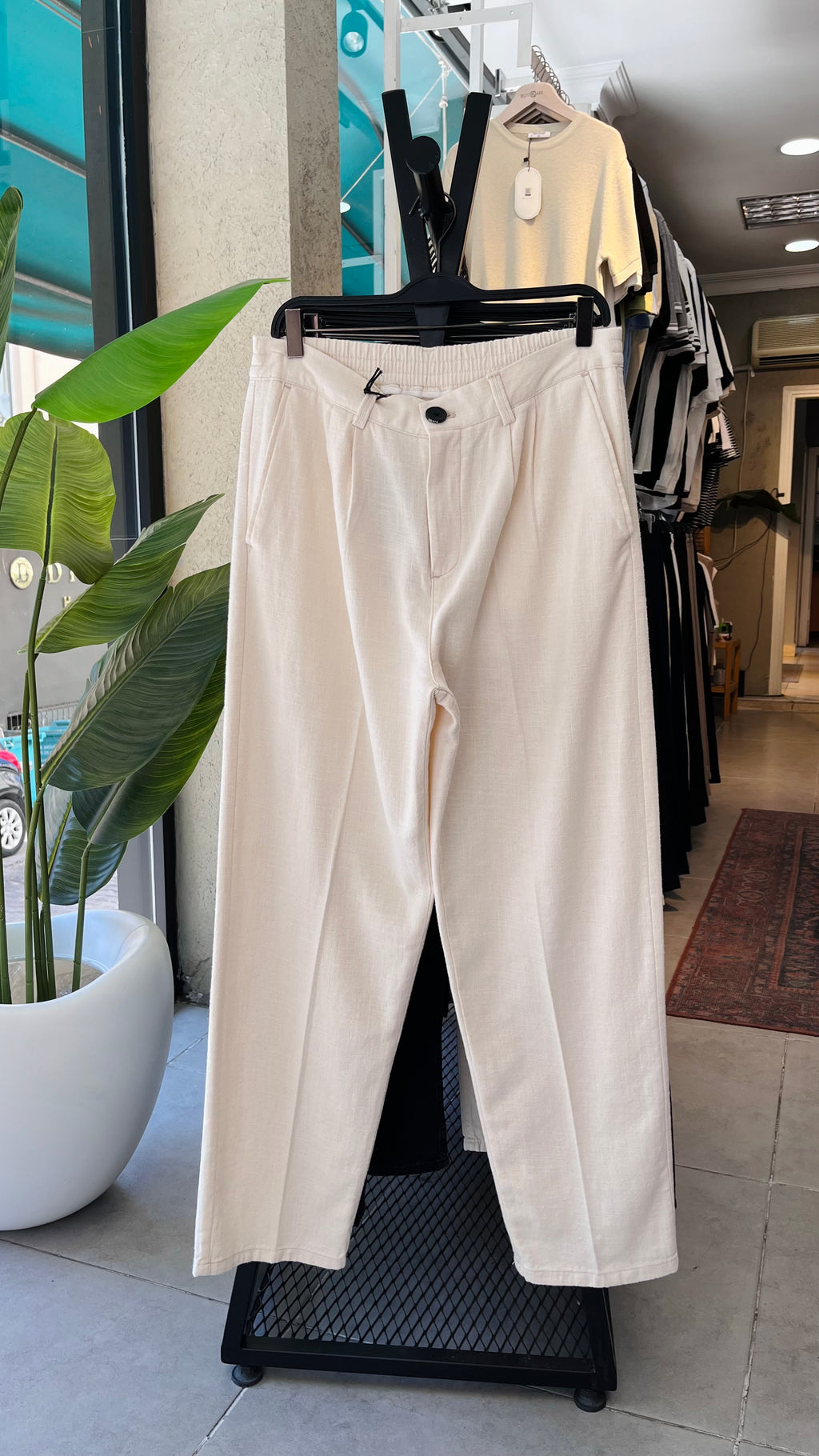 Baggy Premium Keten Bej Pantolon 6228