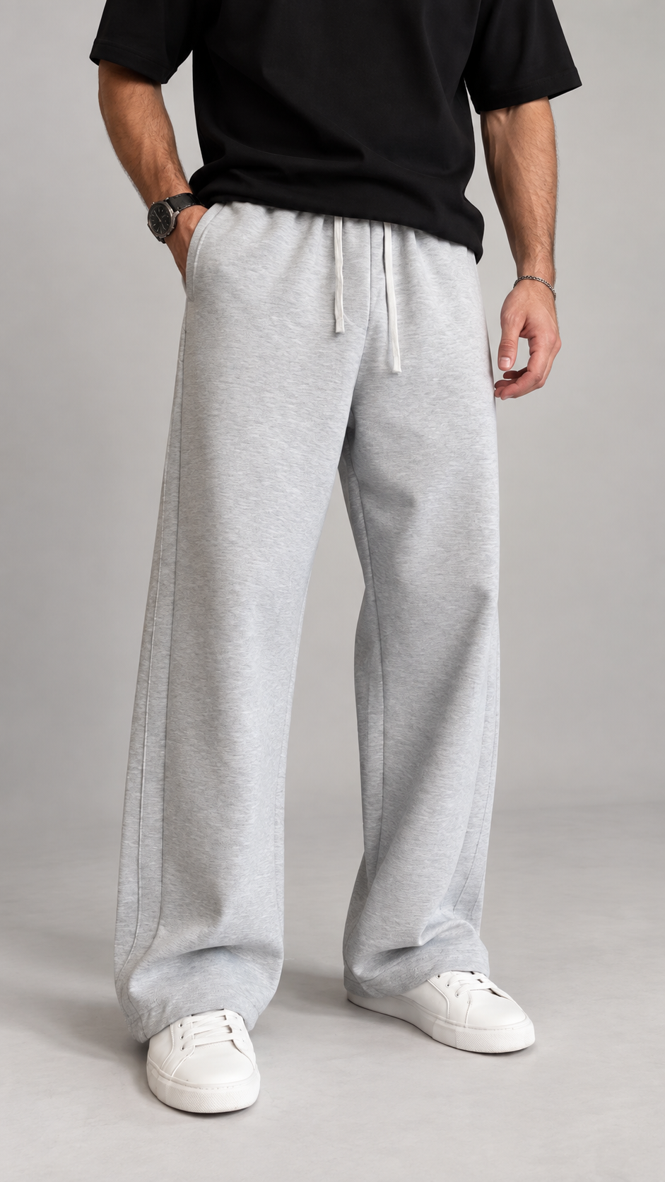 Baggy Yanları Detaylı Gri Eşofman 6243