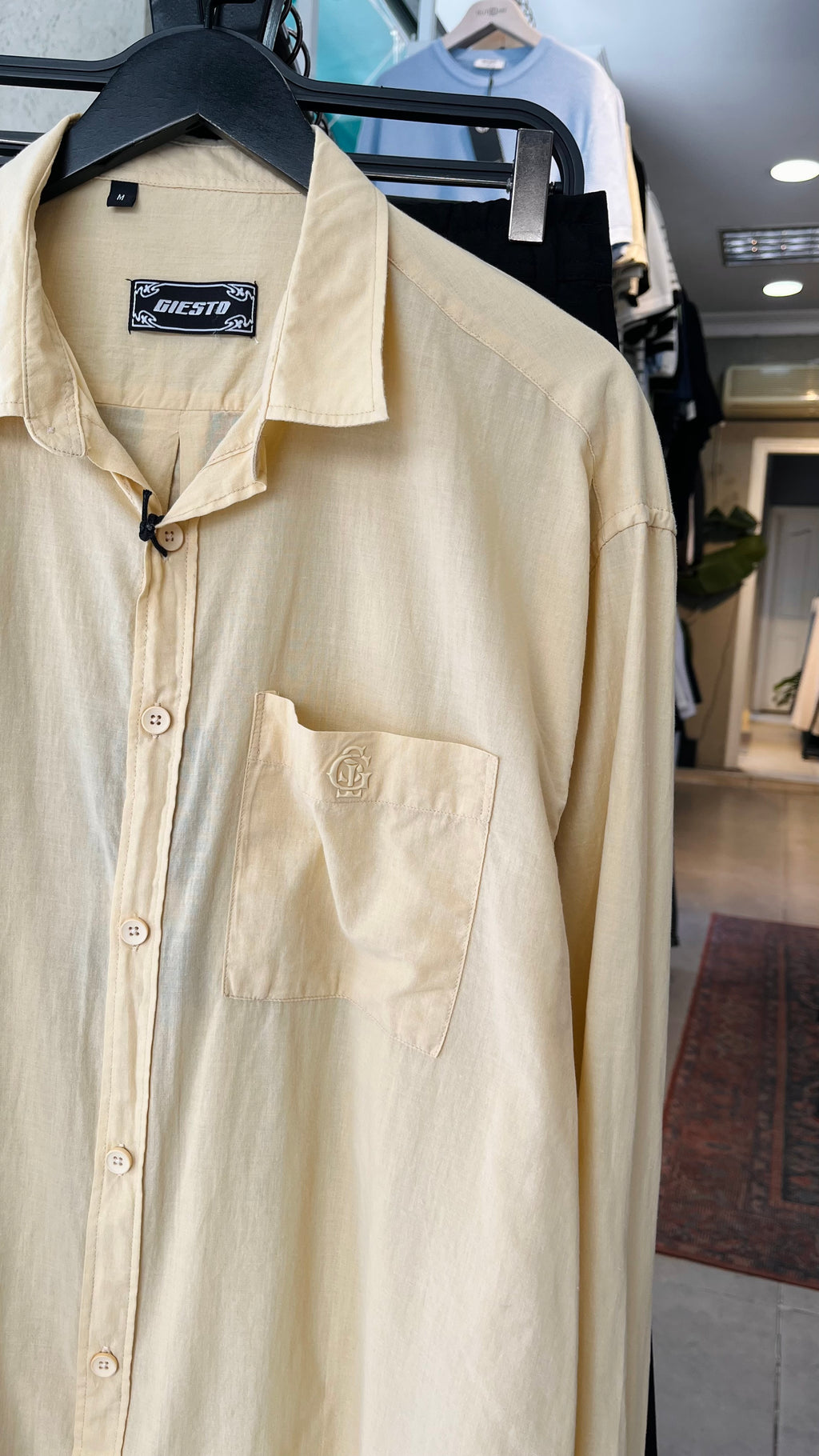 Oversize Sarı Uzun Kollu Gömlek 5465