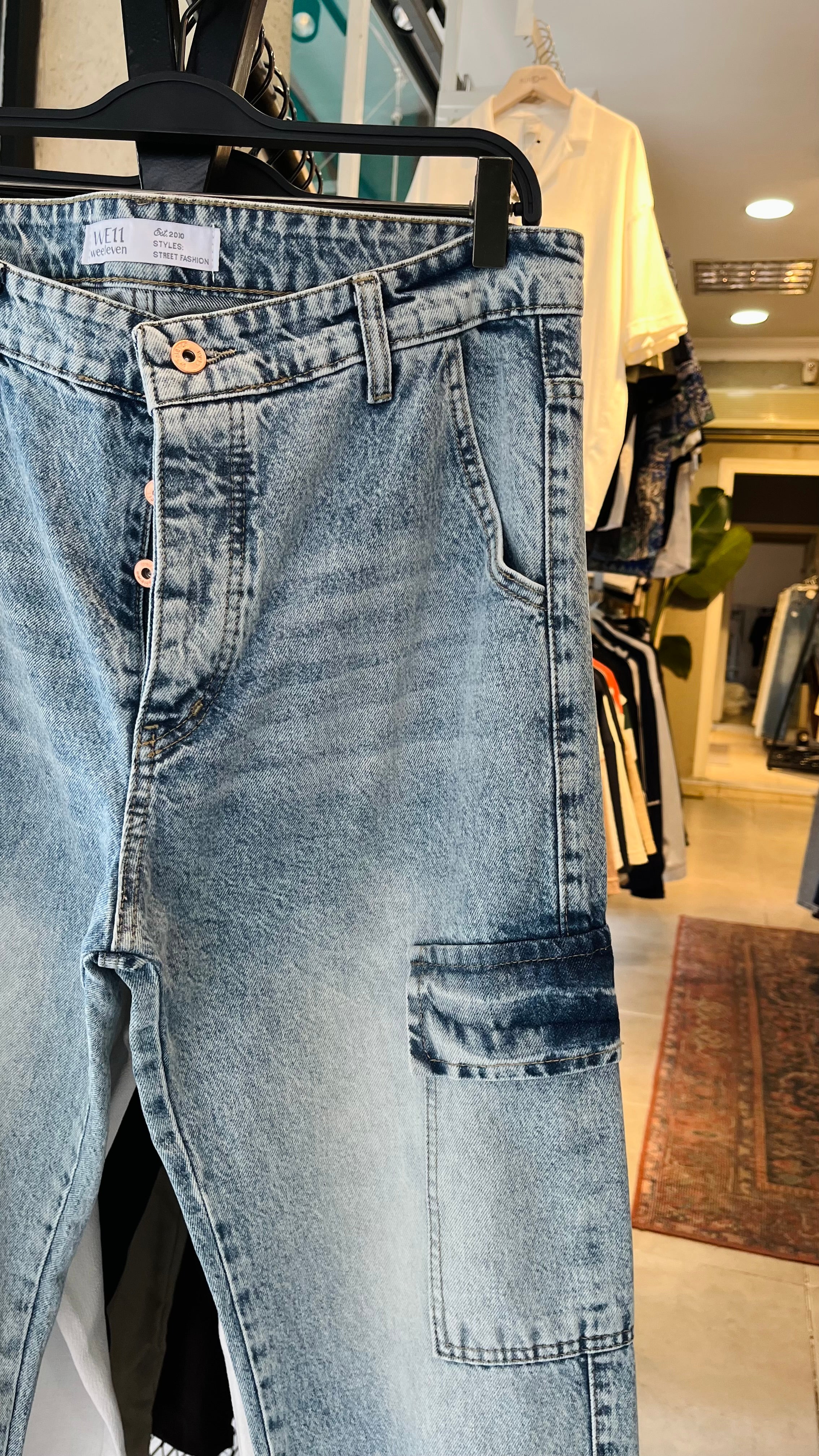 Baggy Kargo Mavi Cepli Jean 3244