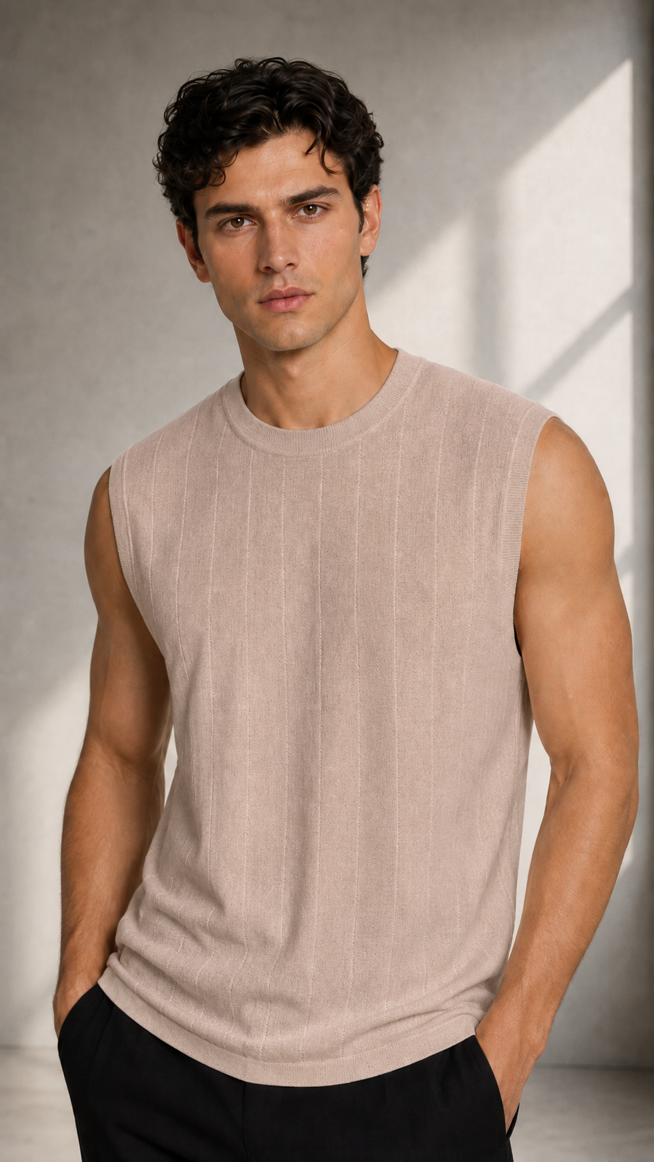 Bej Kolsuz Triko Tshirt 9461