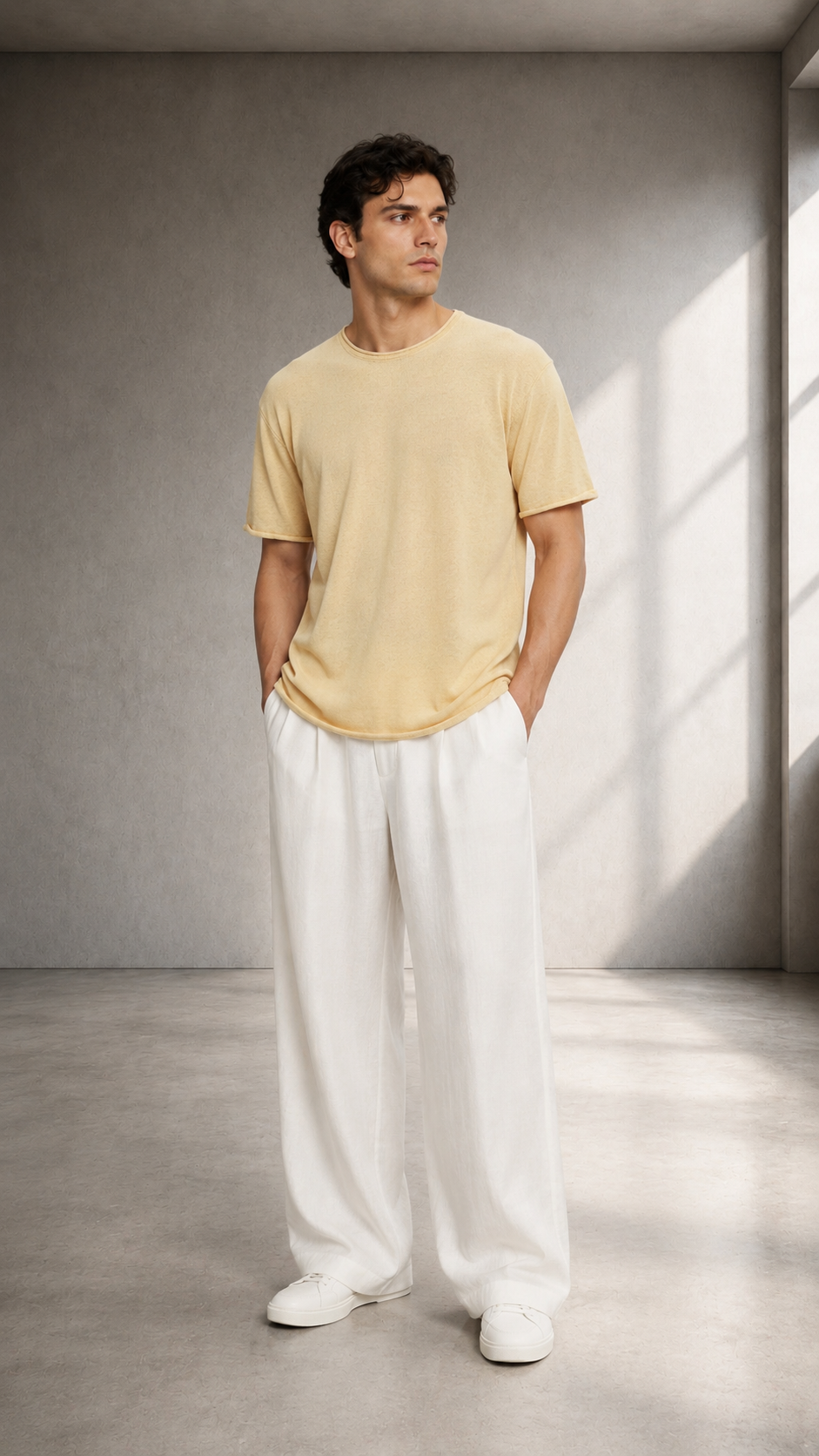 Oversize Sarı Triko Tshirt 9452