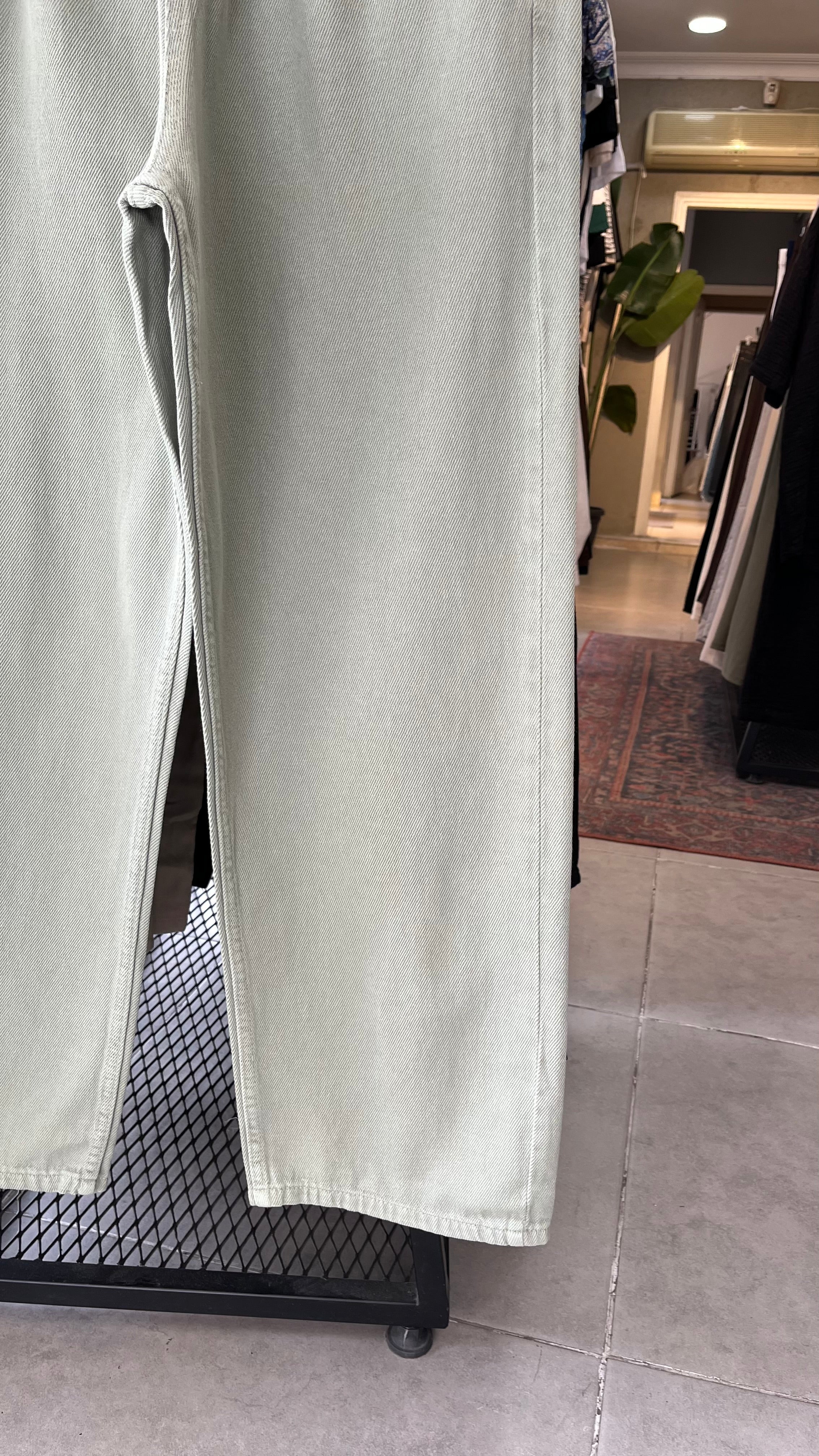Baggy Ekstra Bol Çağla Yeşili Gabardin Pantolon - Çağla Yeşili 6144