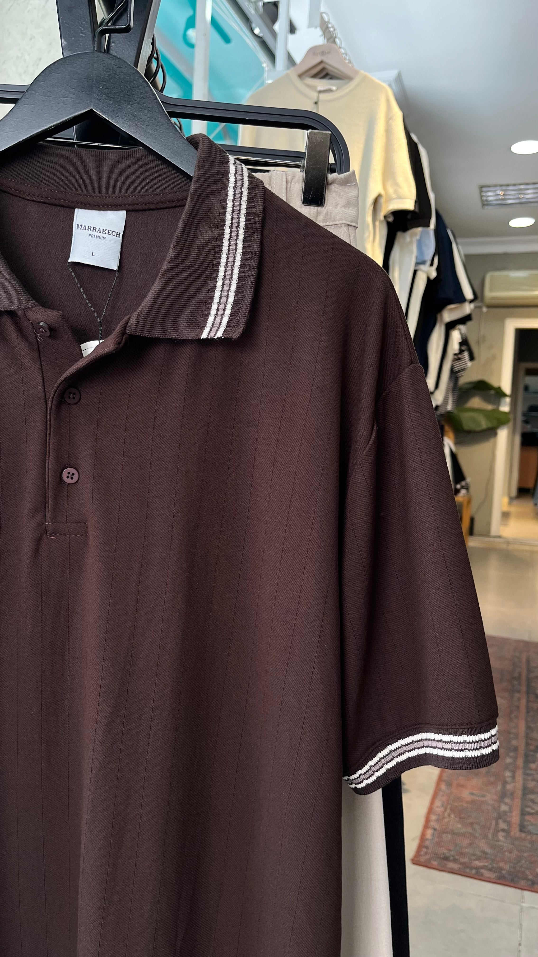 Oversize Yaka Detaylı Kahverengi Tshirt 9433
