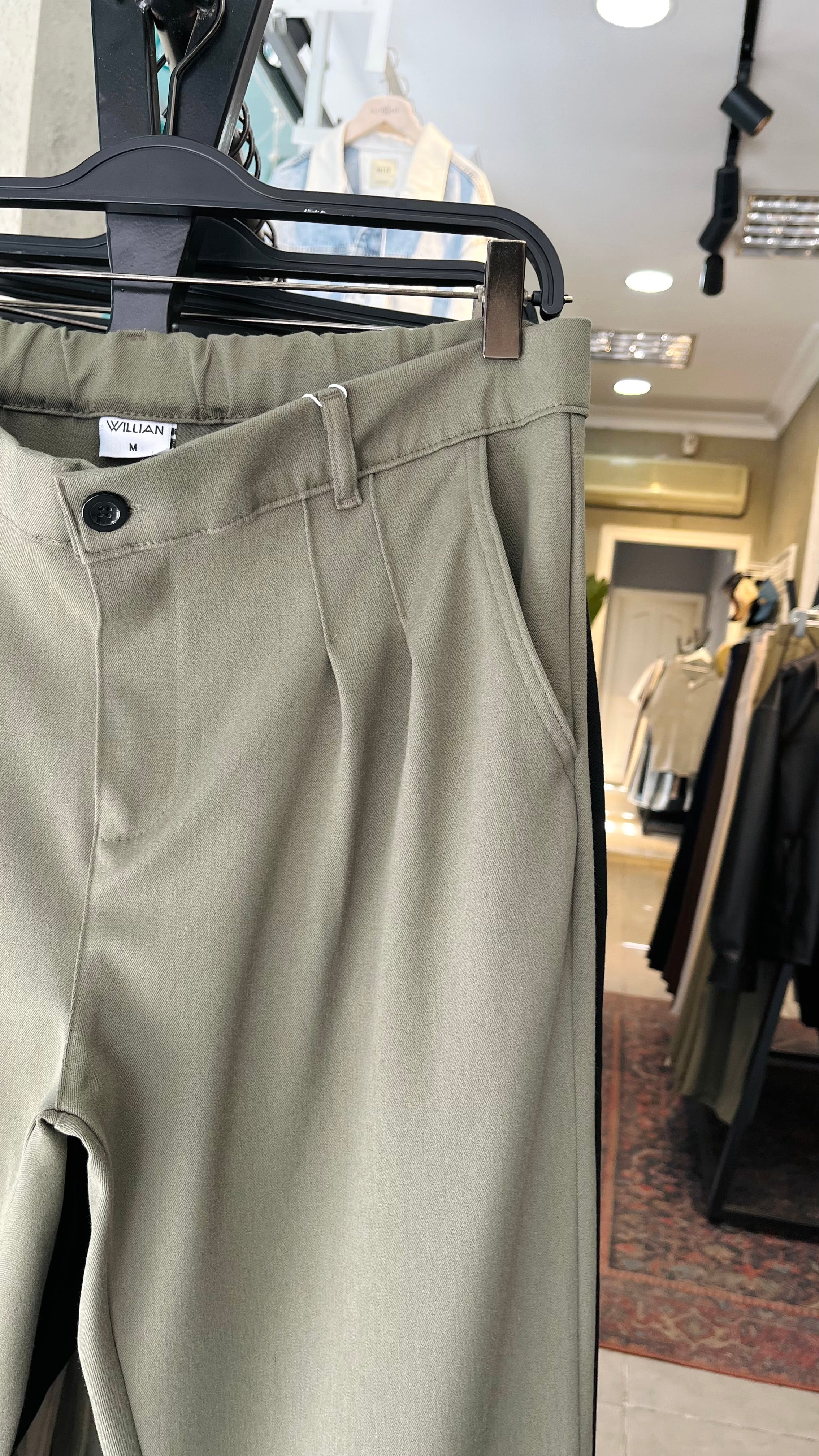 Baggy Haki Kalın Kumaş Pantolon 6152