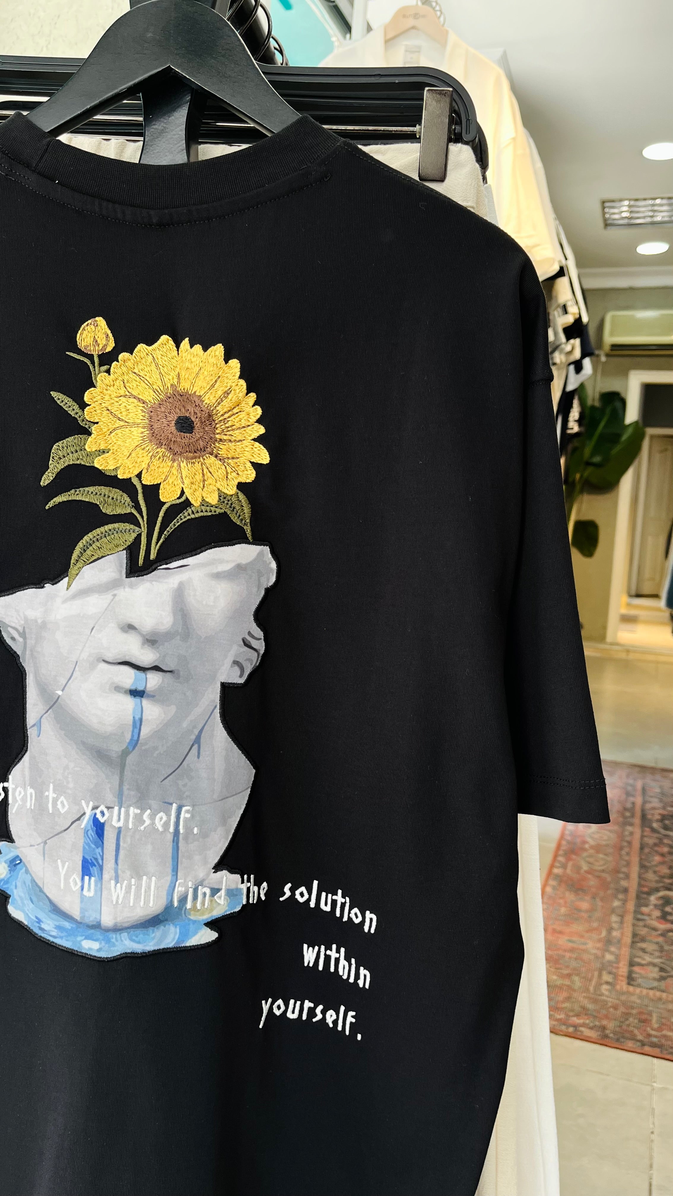 Oversize Siyah Yourself Sırt Nakışlı Tshirt – Siyah 9321