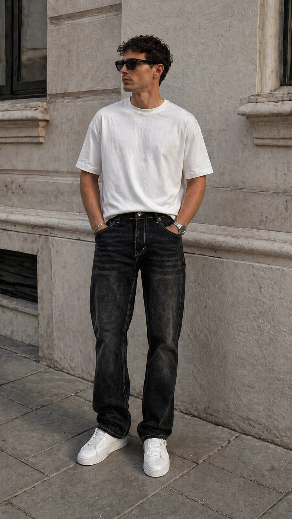 Baggy Siyah Yıkamalı Jean 3328