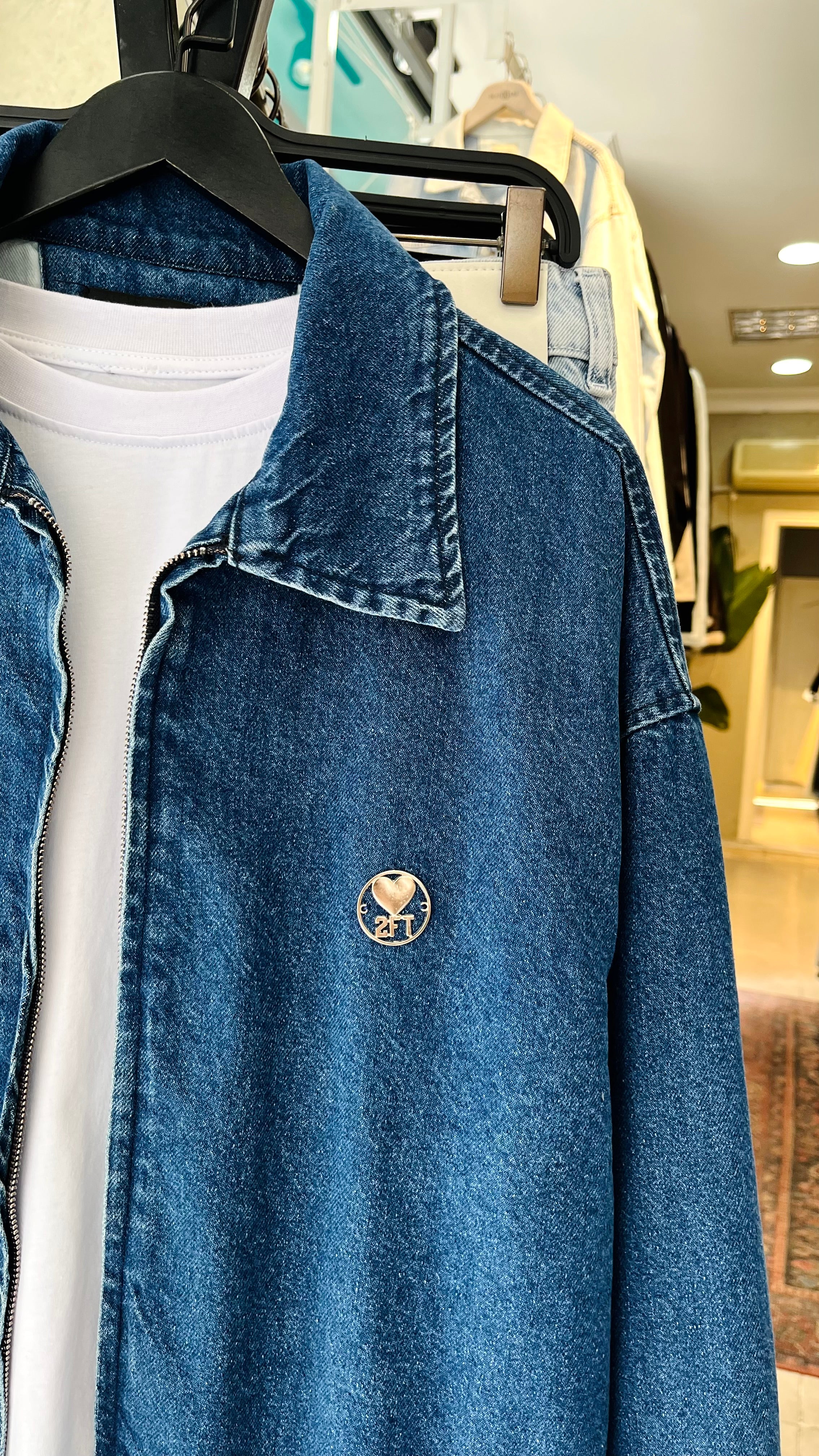 Oversize Beli Lastikli Mavi Kot Ceket 2027
