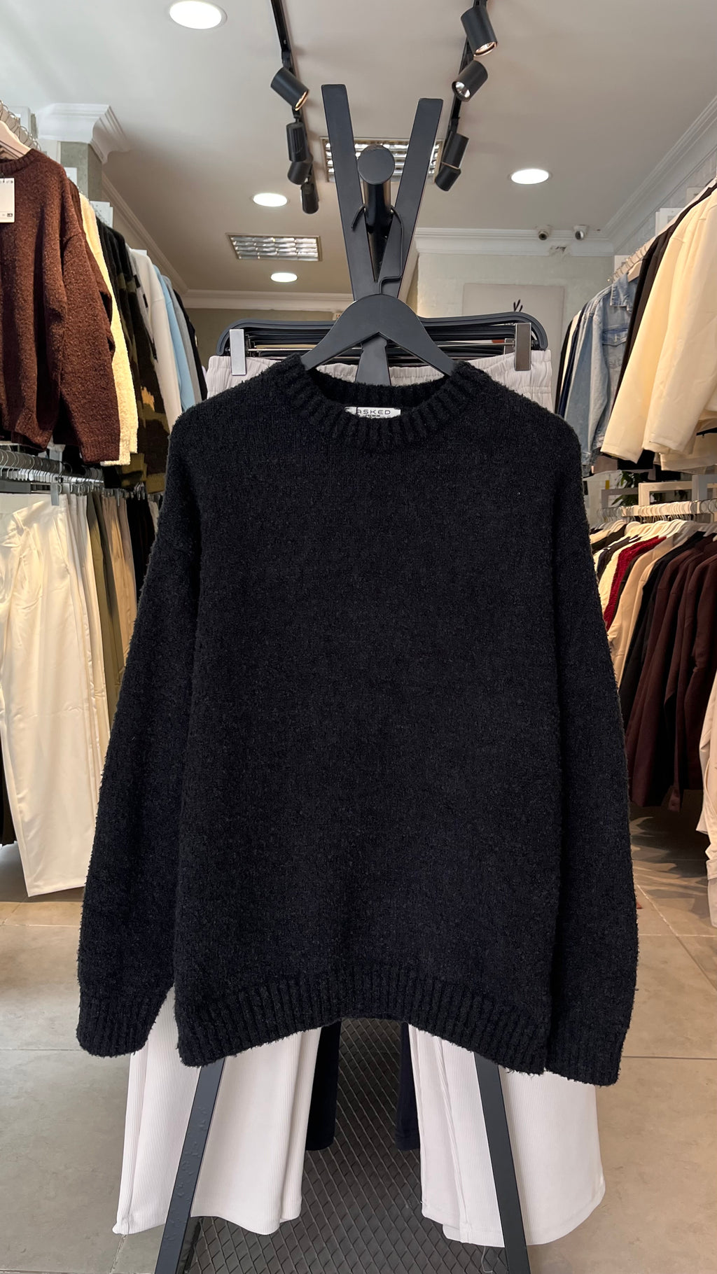 Oversize Buklet Siyah Triko Kazak 5122