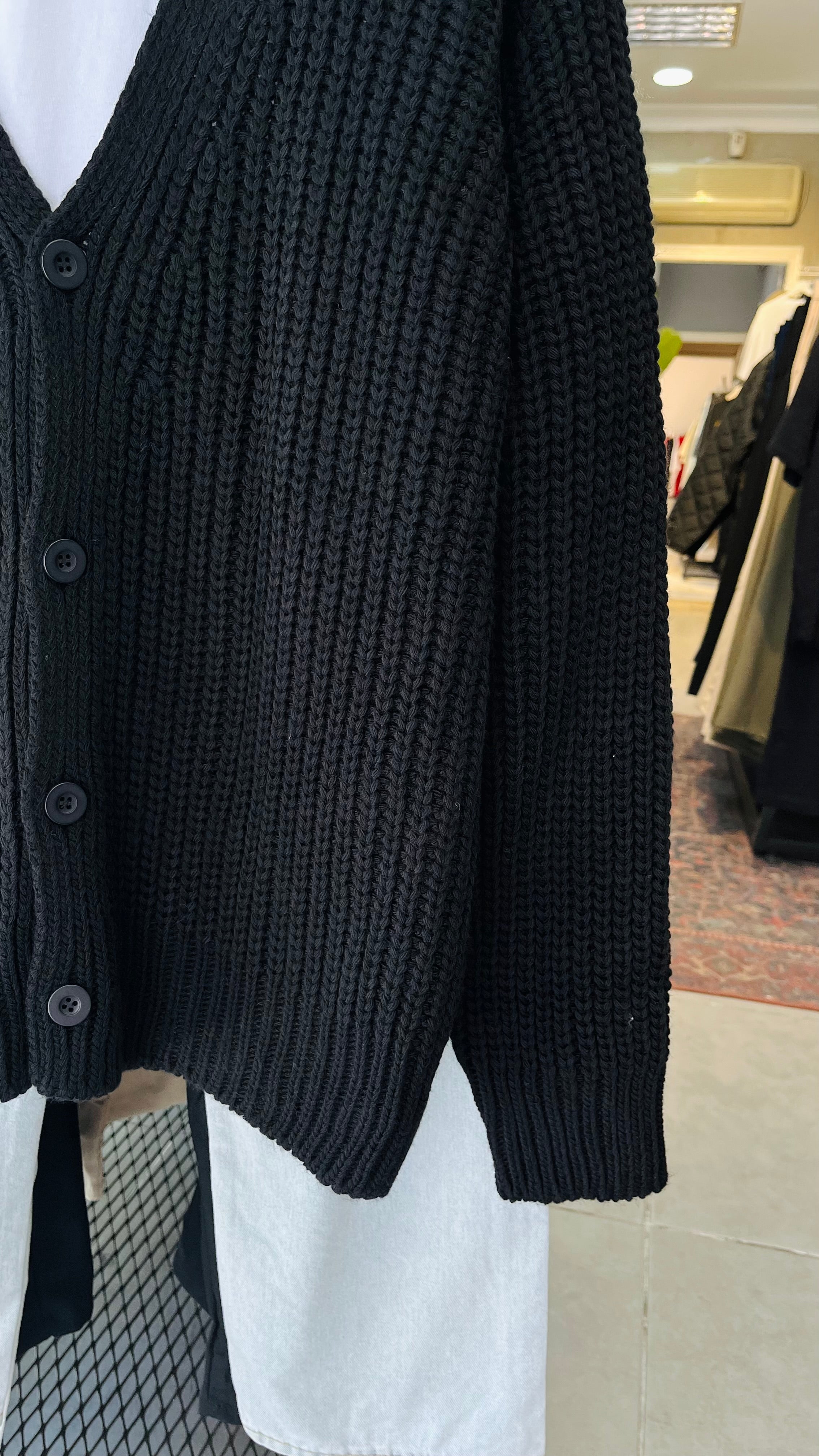 Oversize Siyah Örme Hırka 7009