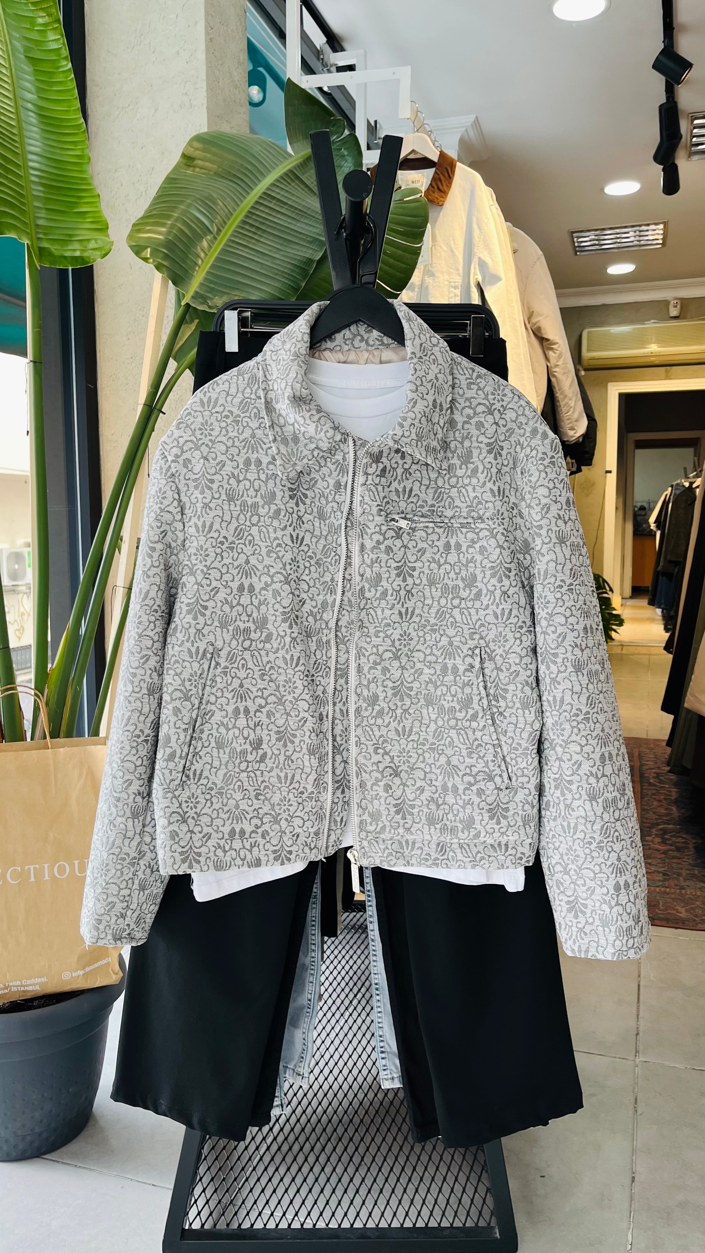 Jakar Dokulu Gri Premium Ceket 2047