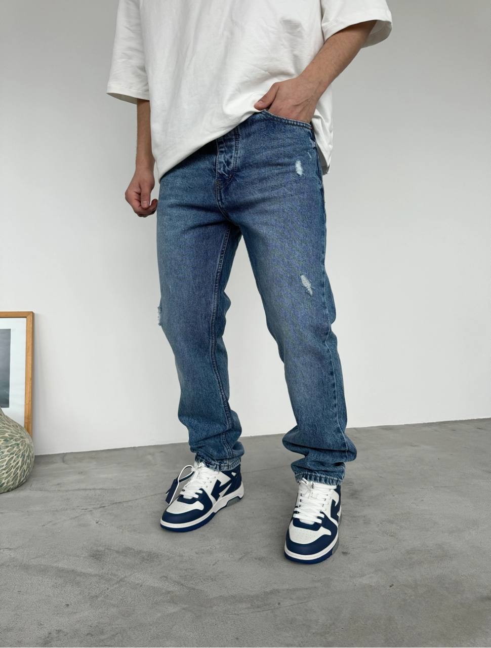 Baggy Mavi Yırtıklı Jean 3323