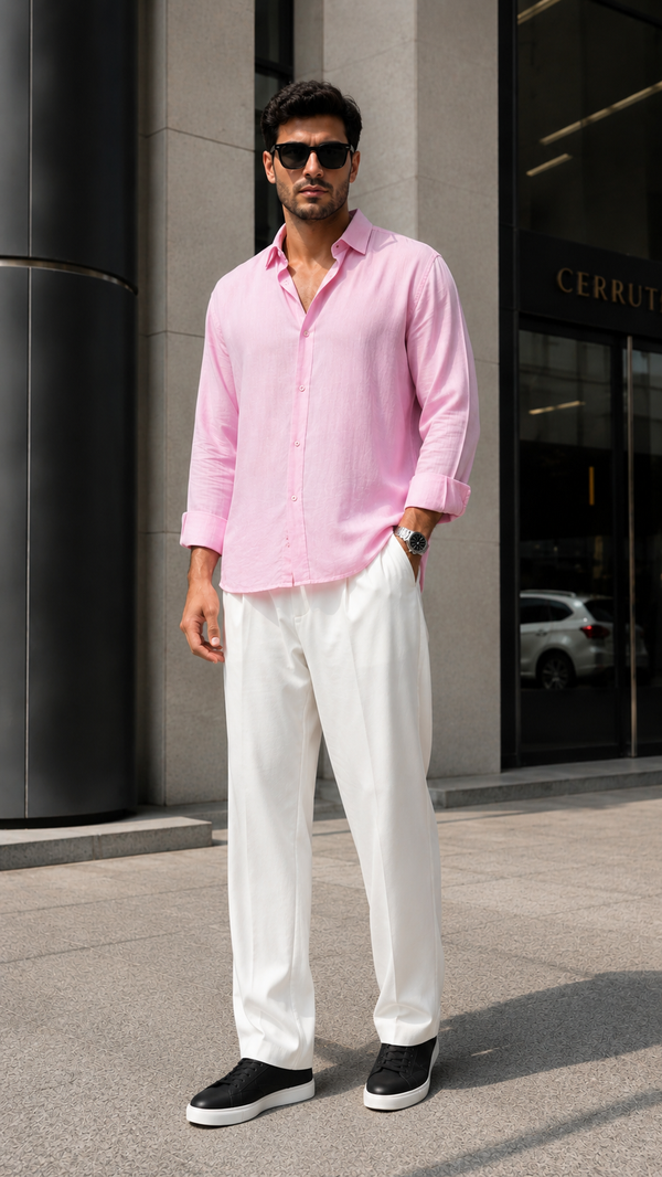 Oversize Pembe Uzun Kollu Gömlek 5477