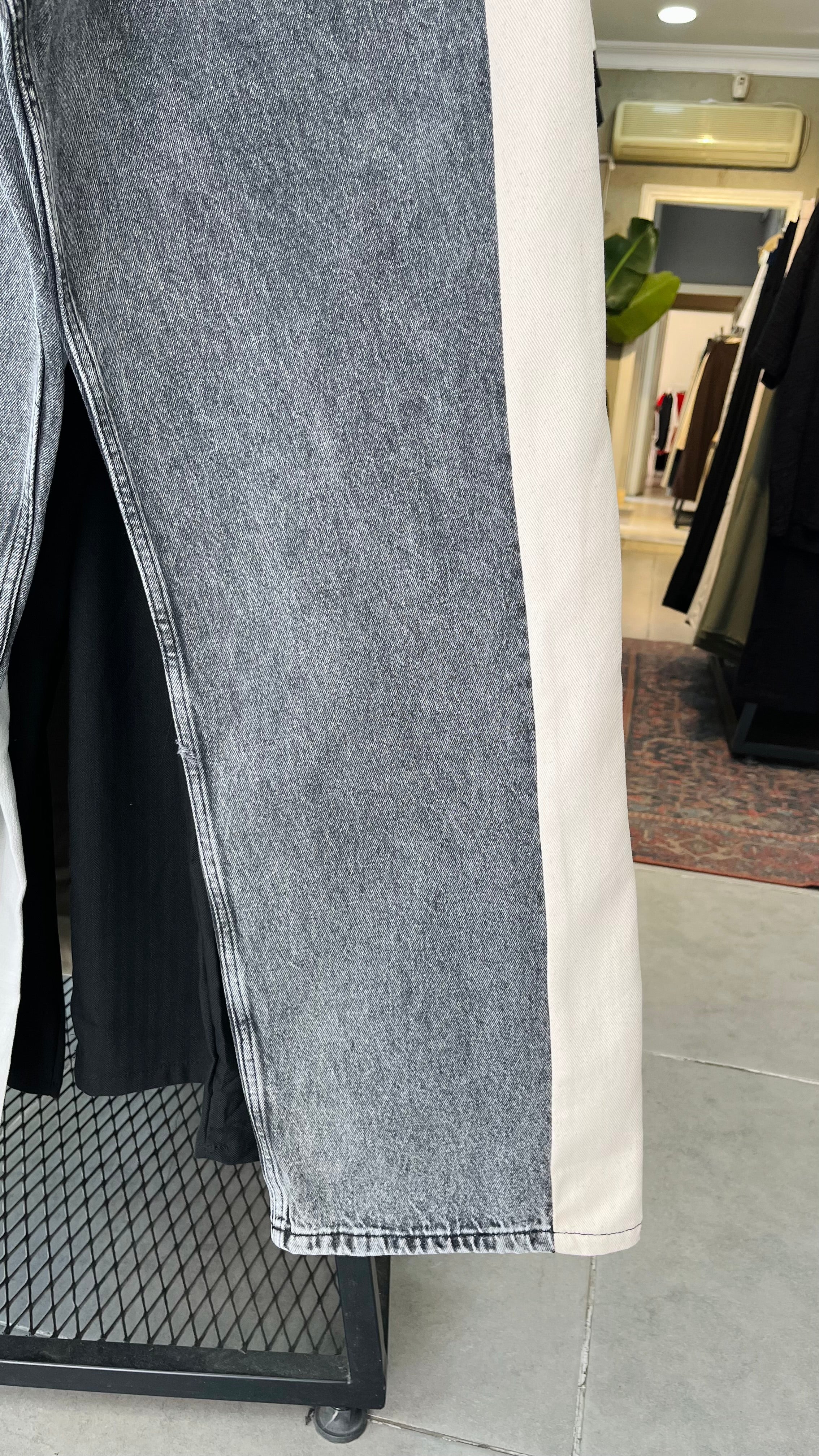 Baggy Gri Kenarları Bej Jean 3316