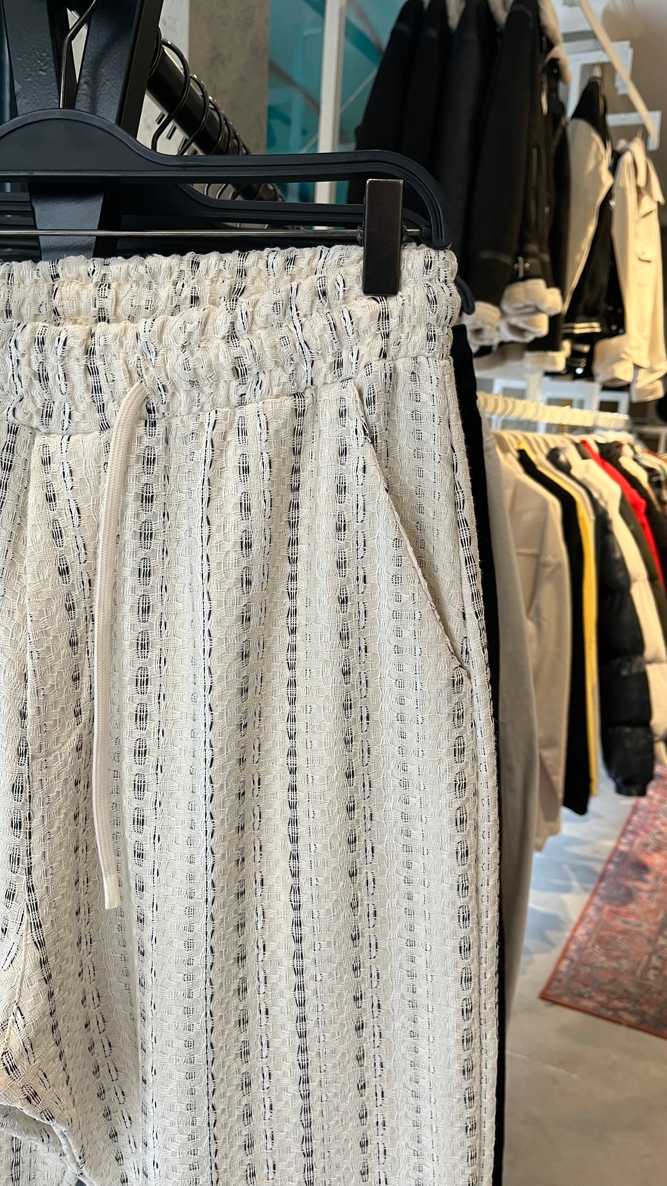 Erkek Bohem Şeritli Baggy Pantolon - Bej 6085