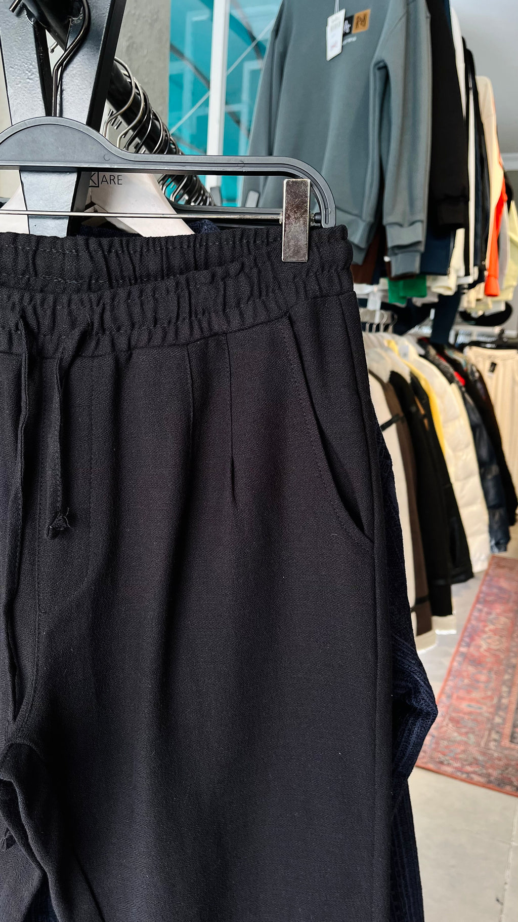 Erkek Rahat Kalıp Keten Pantolon - Siyah 6089