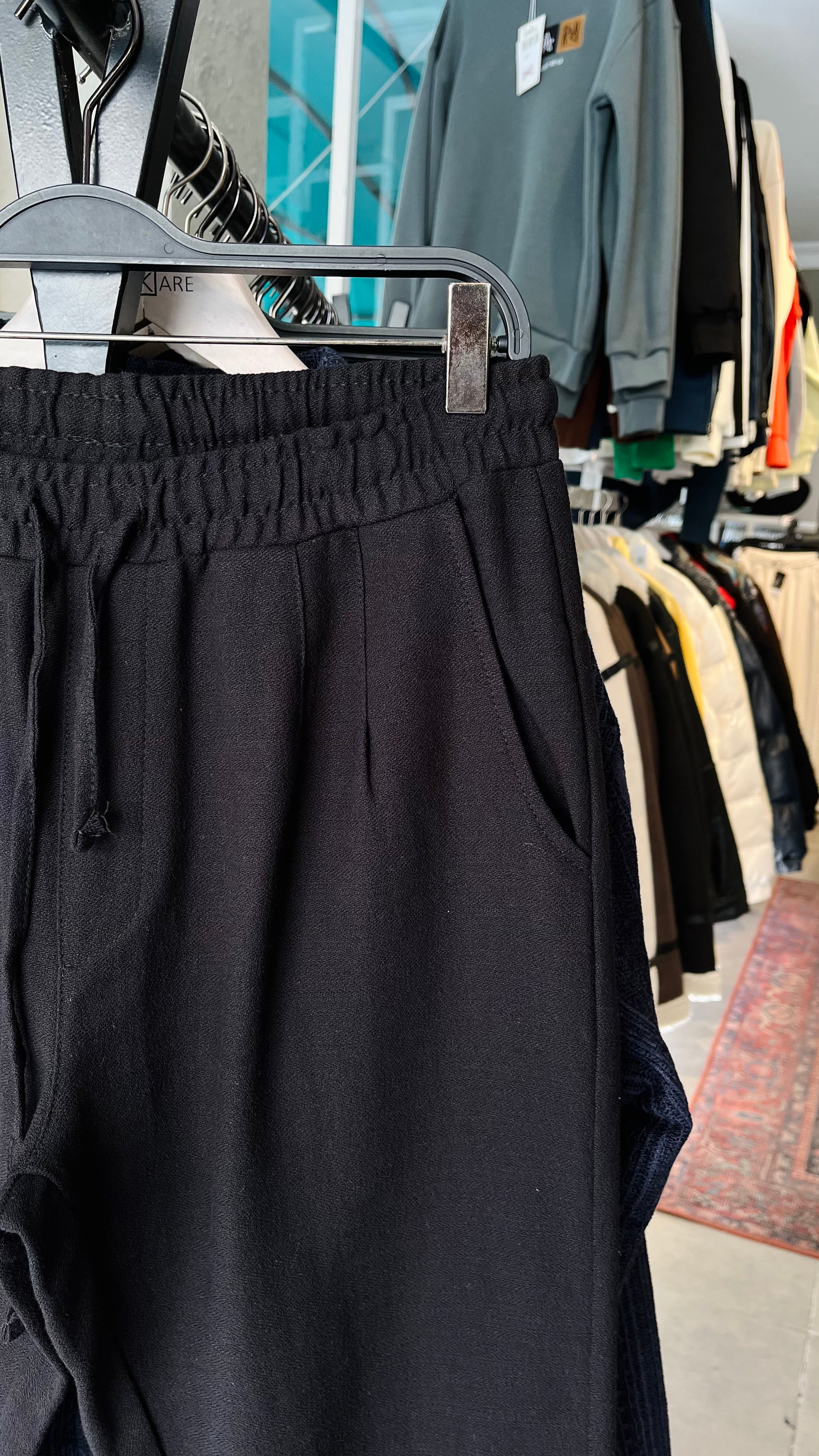Erkek Rahat Kalıp Keten Pantolon - Siyah 6089