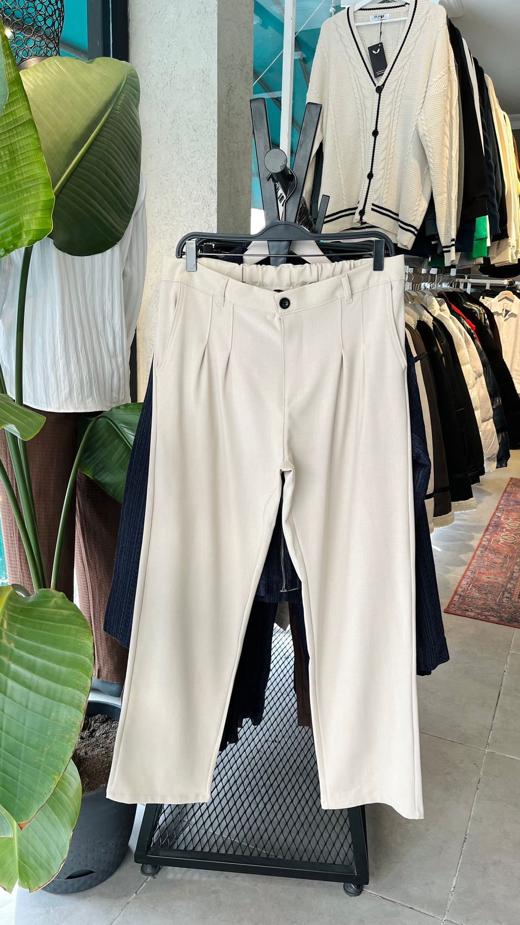 Erkek Baggy Kumaş Pantolon - Bej 6090